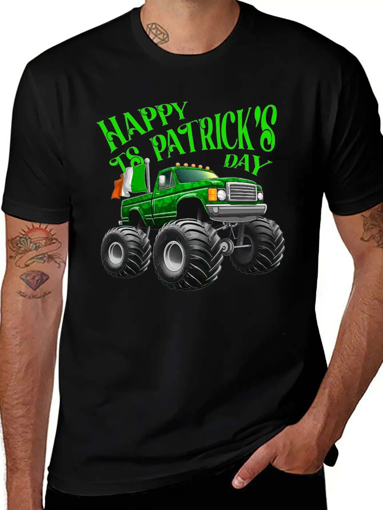 Happy St Patricks Day Toddler Lucky Monster Truck Classic Cotton Tee – Unisex Comfort For Any Season