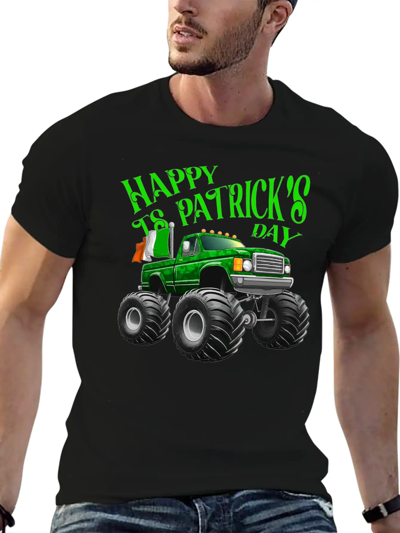 Happy St Patricks Day Toddler Lucky Monster Truck Classic Cotton Tee – Unisex Comfort For Any Season