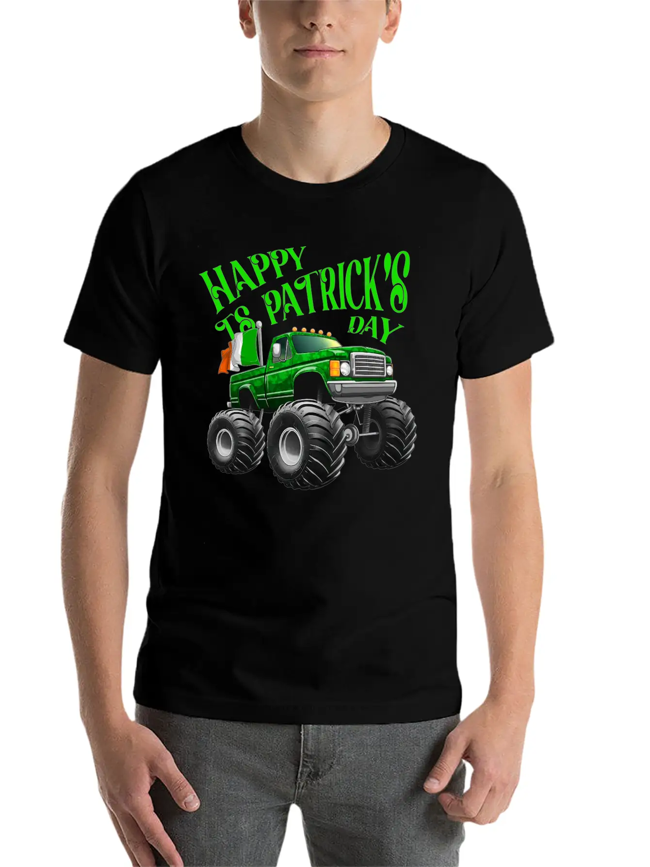 Happy St Patricks Day Toddler Lucky Monster Truck Classic Cotton Tee – Unisex Comfort For Any Season