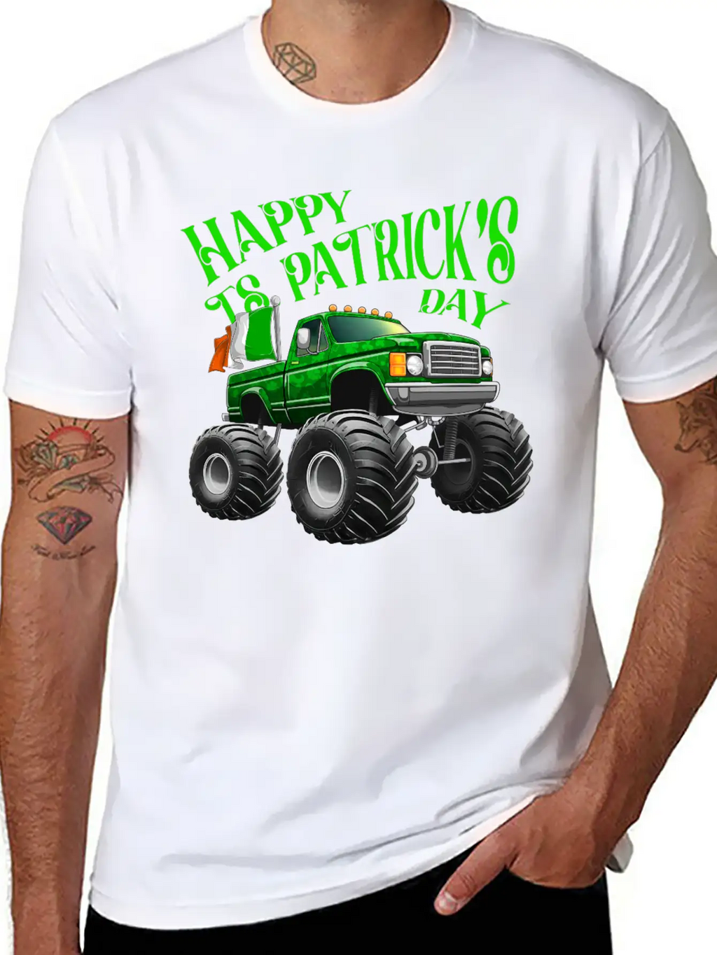 Happy St Patricks Day Toddler Lucky Monster Truck Classic Cotton Tee – Unisex Comfort For Any Season