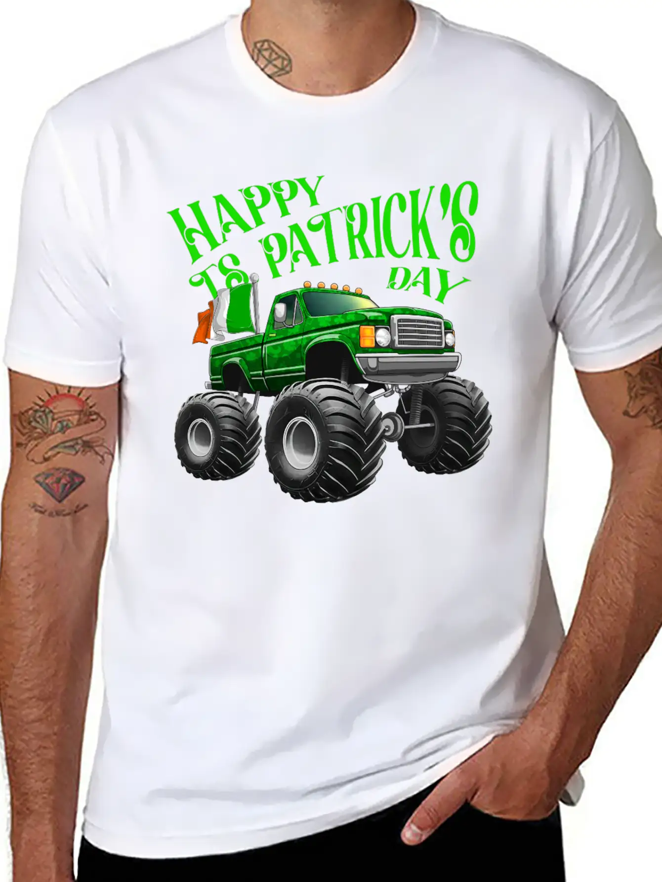 Happy St Patricks Day Toddler Lucky Monster Truck Classic Cotton Tee – Unisex Comfort For Any Season