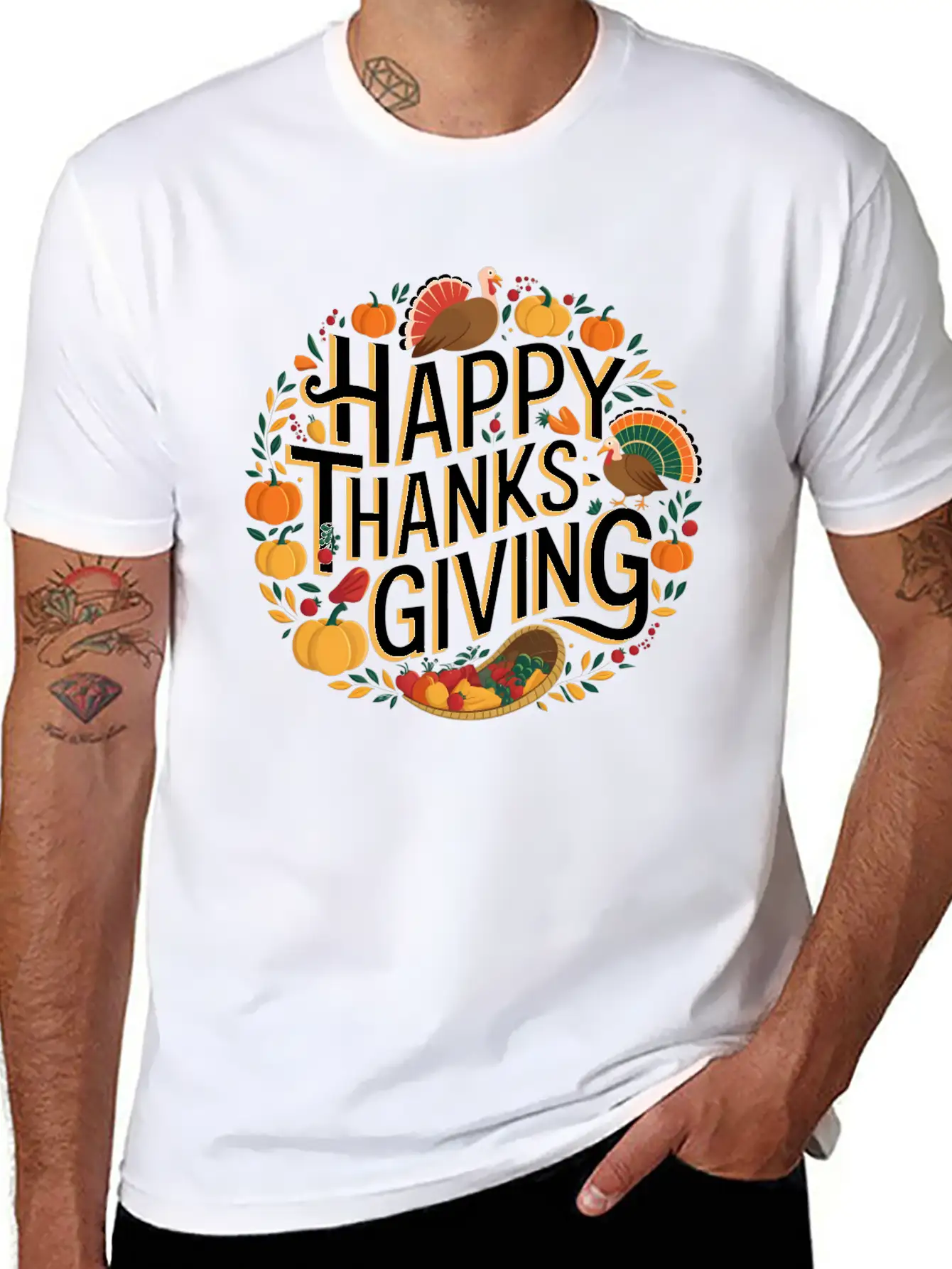 Happy Thanksgiving For Turkey Day Family Dinner Timeless Short Sleeve Tee – Comfy And Minimalist Design