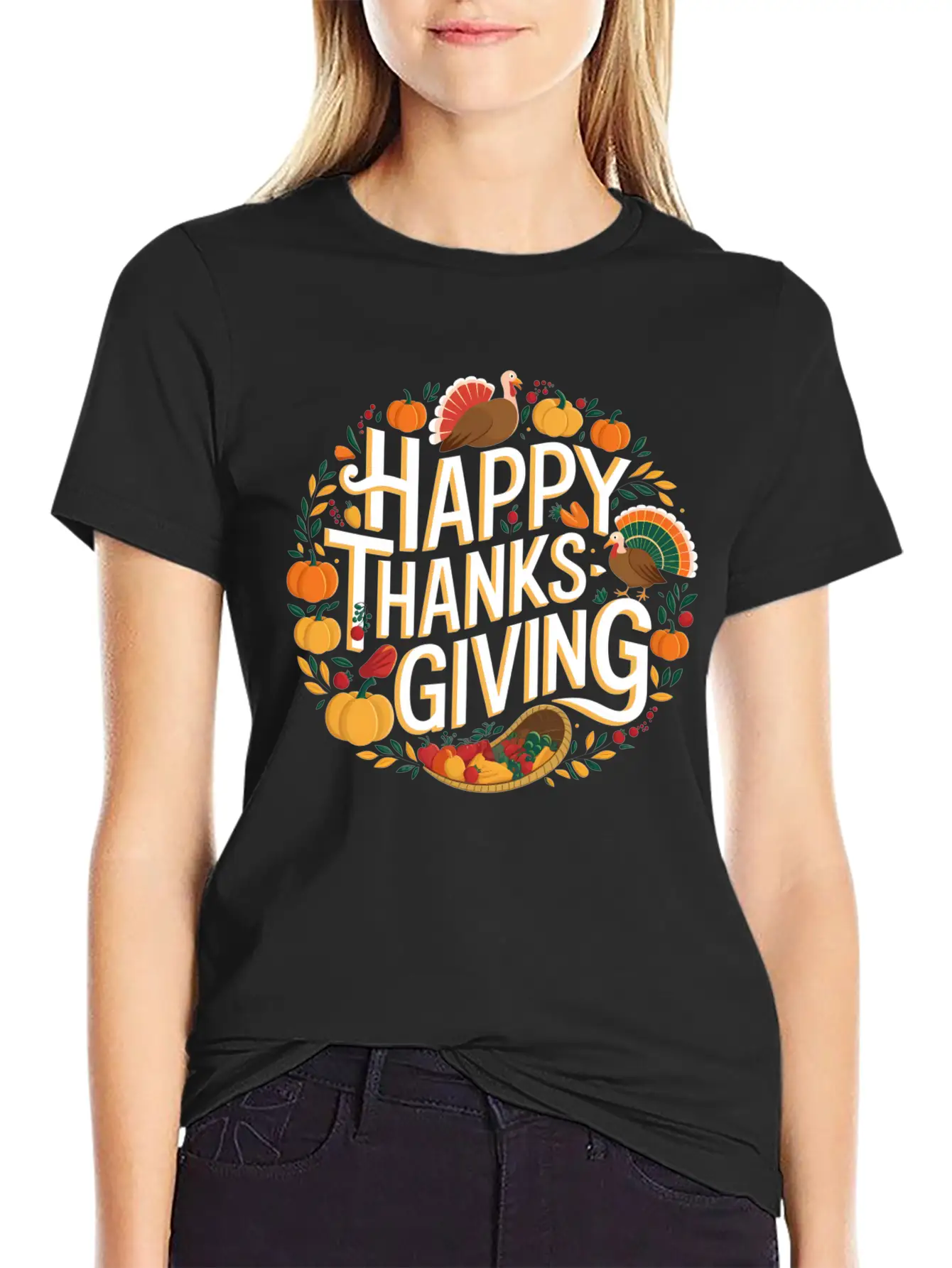 Happy Thanksgiving For Turkey Day Family Dinner Timeless Short Sleeve Tee – Comfy And Minimalist Design