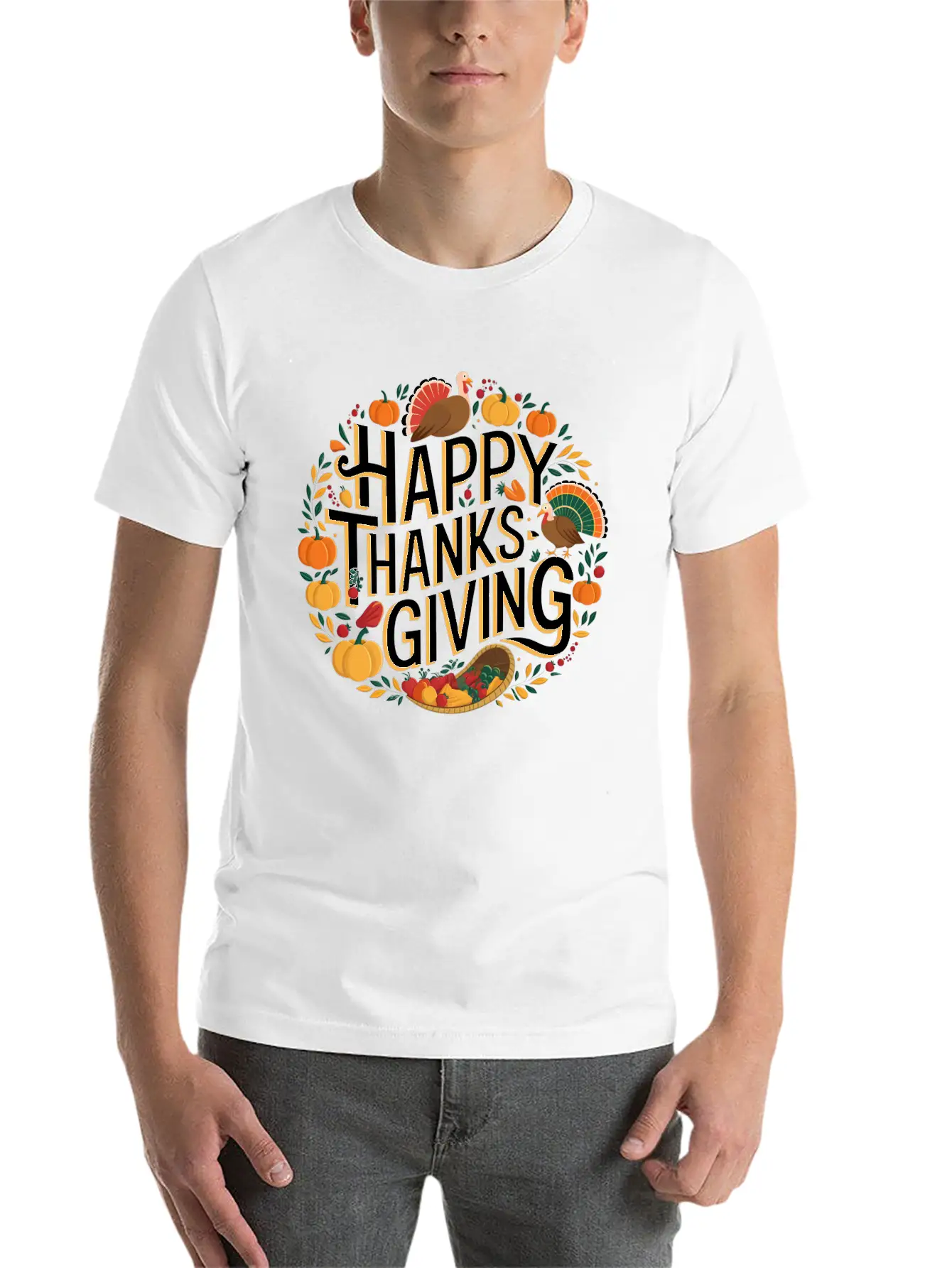 Happy Thanksgiving For Turkey Day Family Dinner Timeless Short Sleeve Tee – Comfy And Minimalist Design