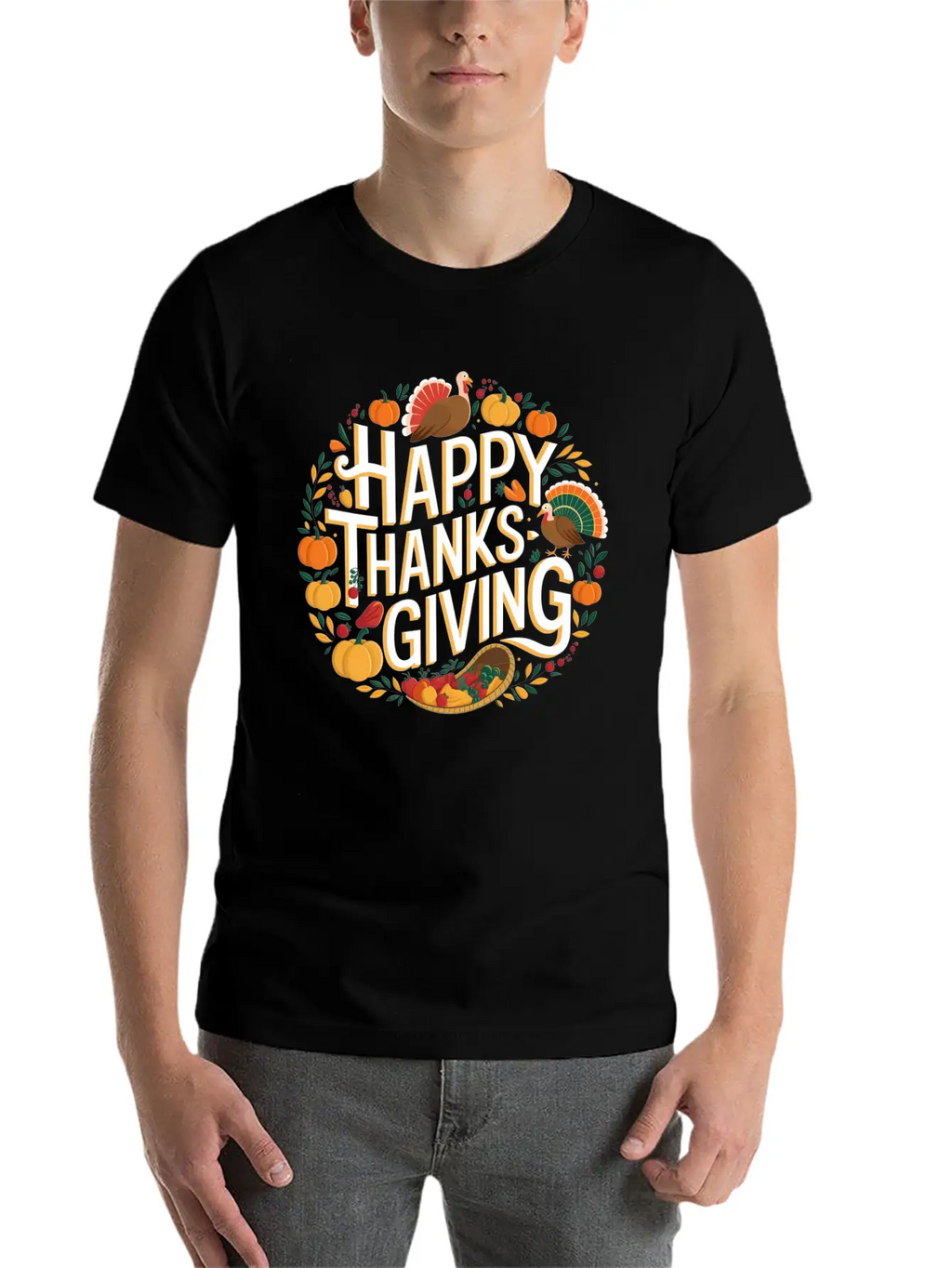 Happy Thanksgiving For Turkey Day Family Dinner Timeless Short Sleeve Tee – Comfy And Minimalist Design