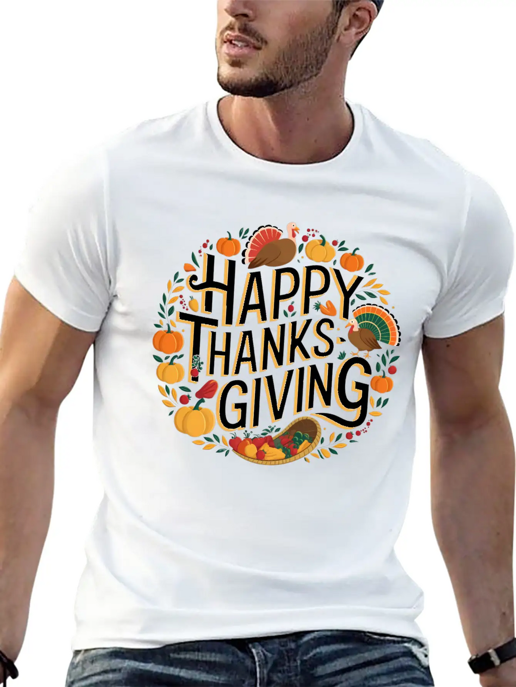 Happy Thanksgiving For Turkey Day Family Dinner Timeless Short Sleeve Tee – Comfy And Minimalist Design