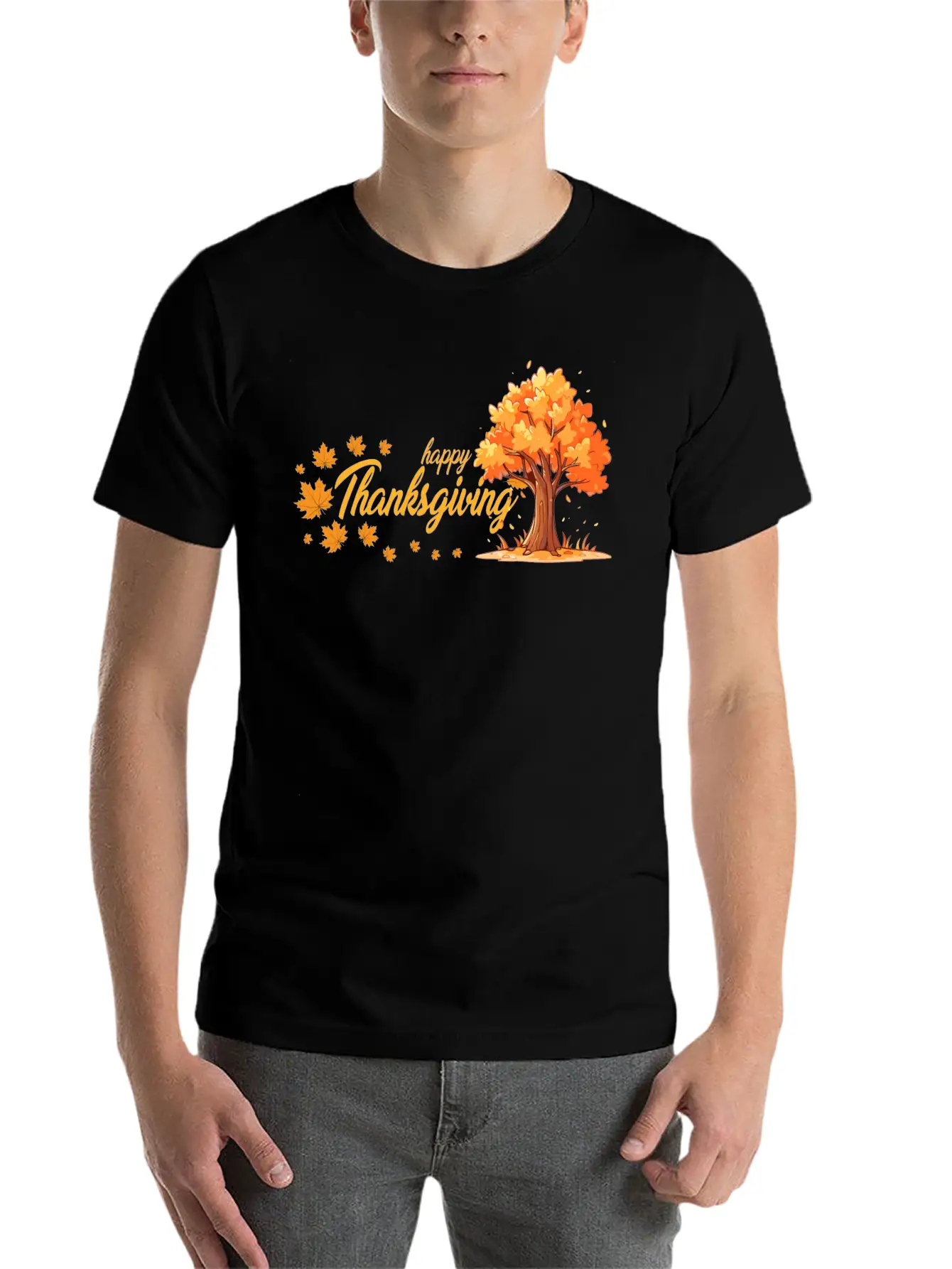 Happy Thanksgiving Unisex Casual T-Shirt – Clean Design For Daily Comfort
