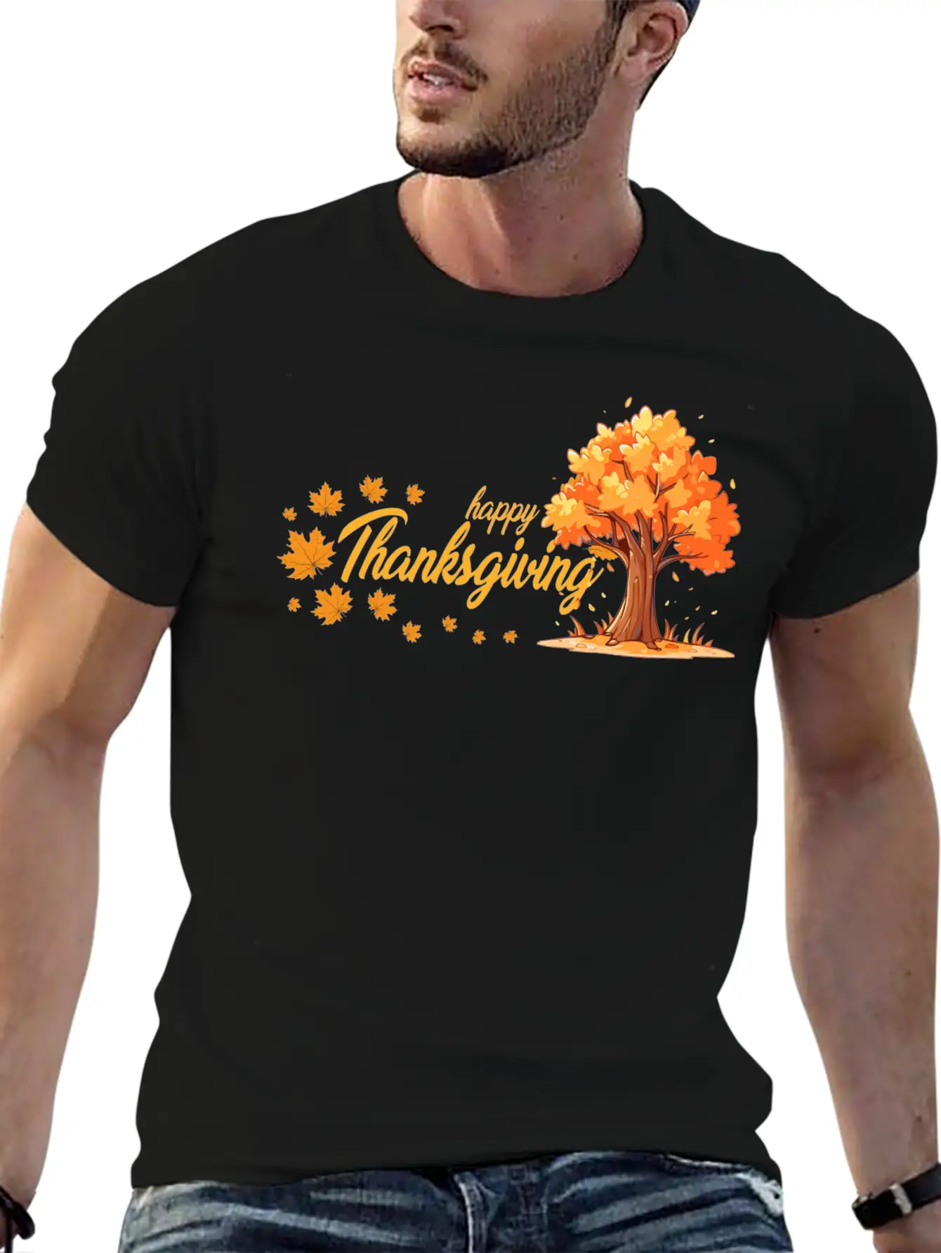 Happy Thanksgiving Unisex Casual T-Shirt – Clean Design For Daily Comfort