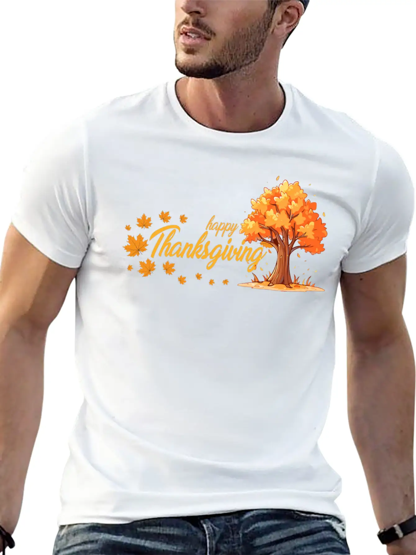 Happy Thanksgiving Unisex Casual T-Shirt – Clean Design For Daily Comfort
