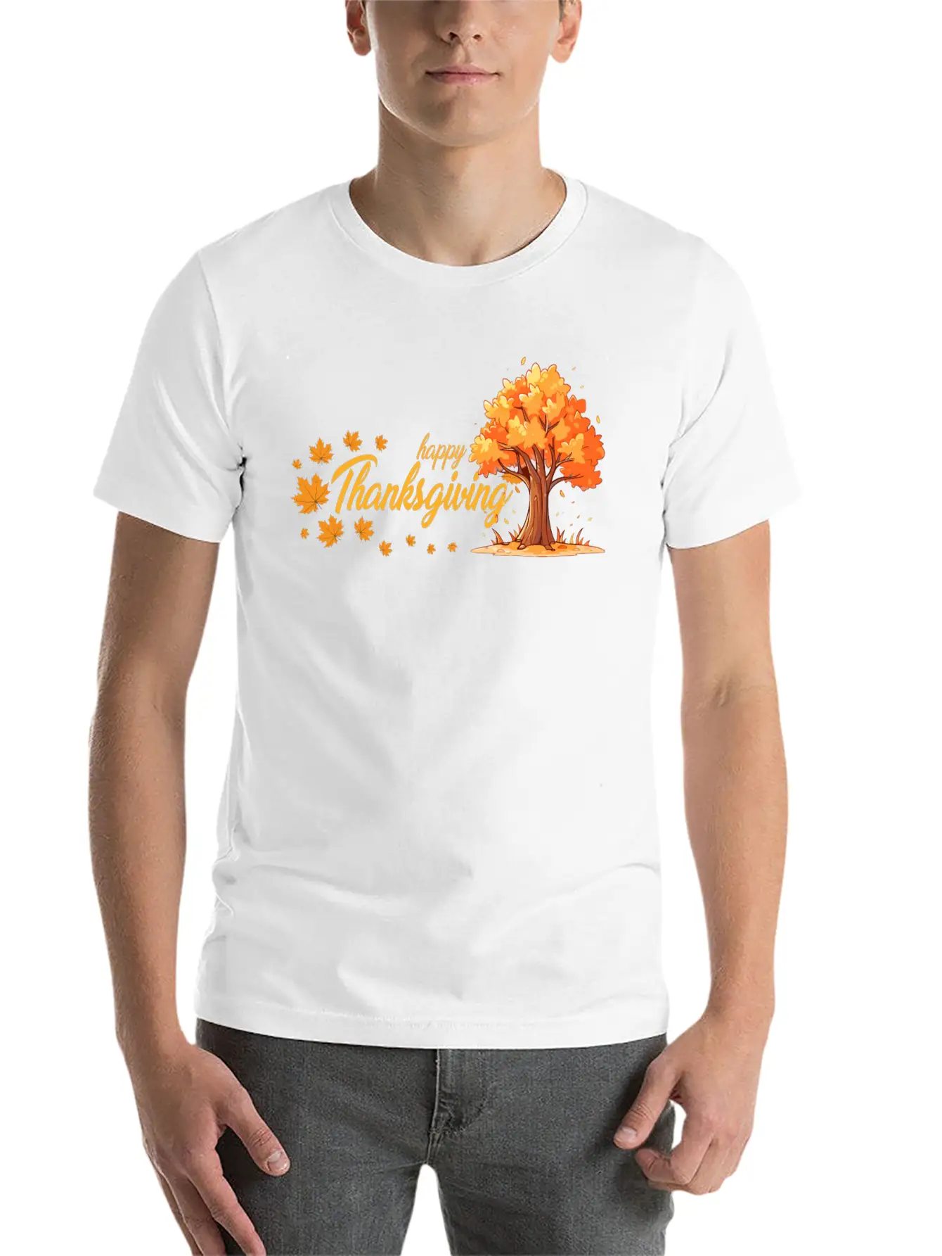 Happy Thanksgiving Unisex Casual T-Shirt – Clean Design For Daily Comfort