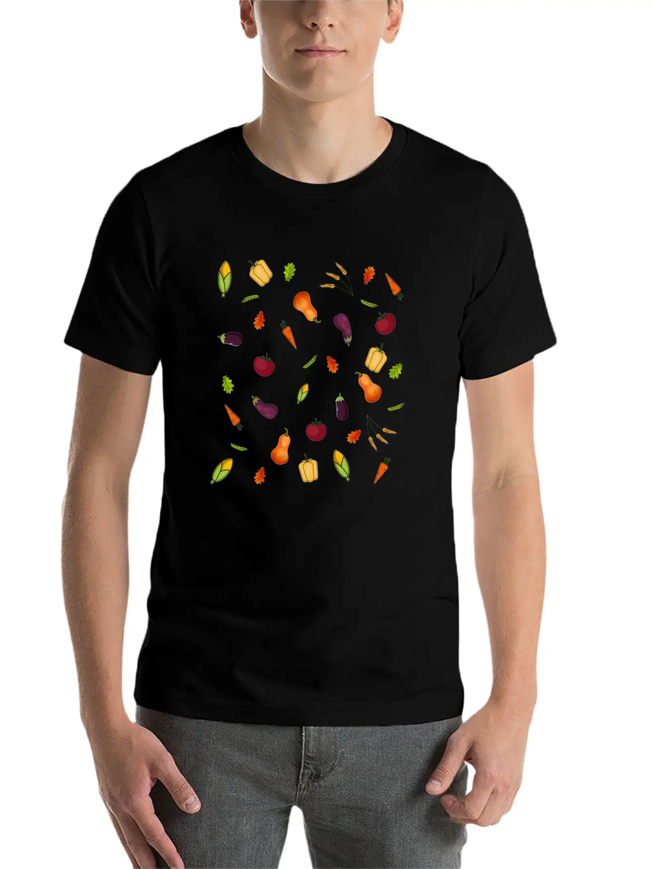 Happy Vegetables Essential Cotton Tee For Daily Outfits – Unisex Style