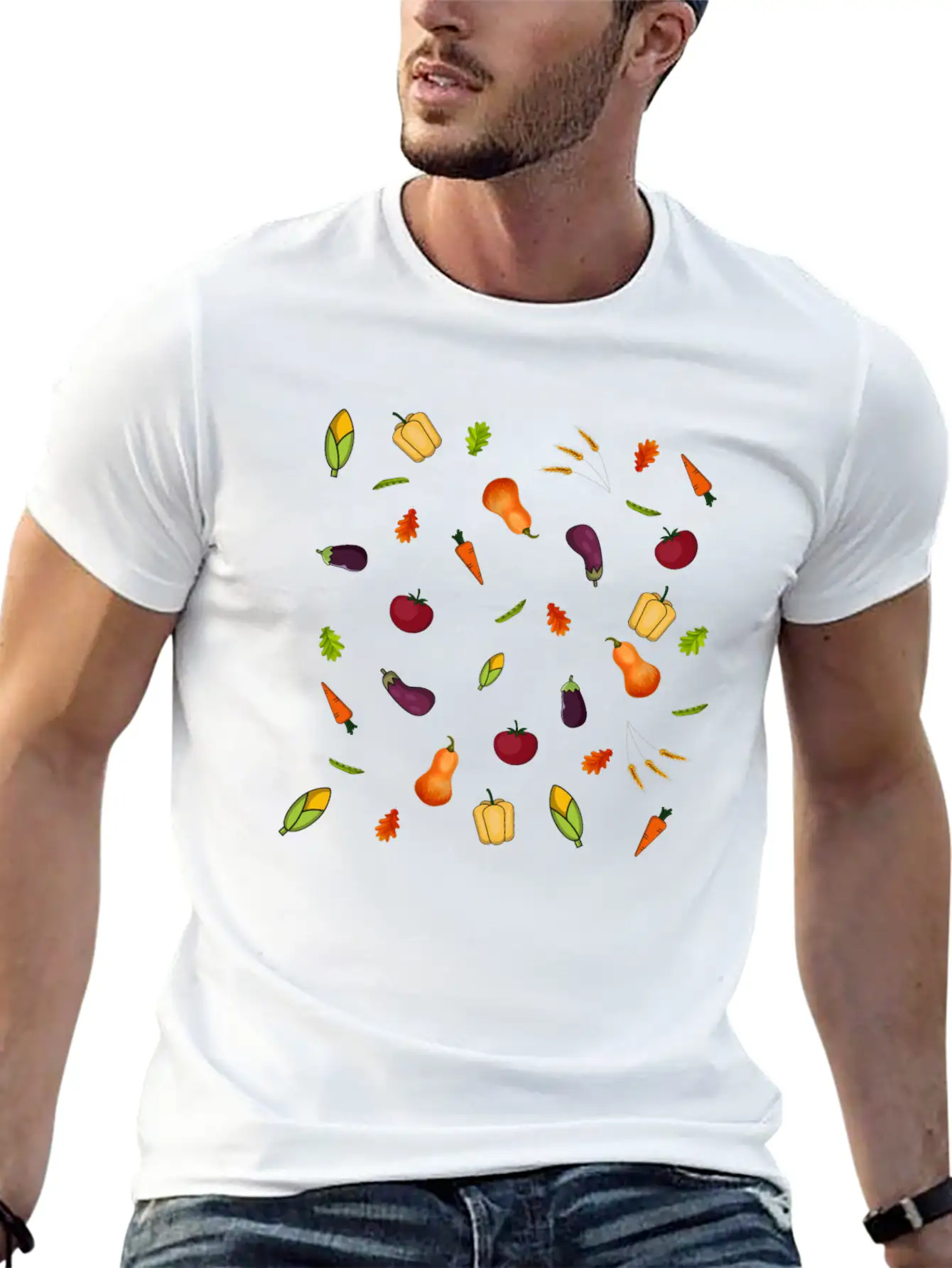 Happy Vegetables Essential Cotton Tee For Daily Outfits – Unisex Style