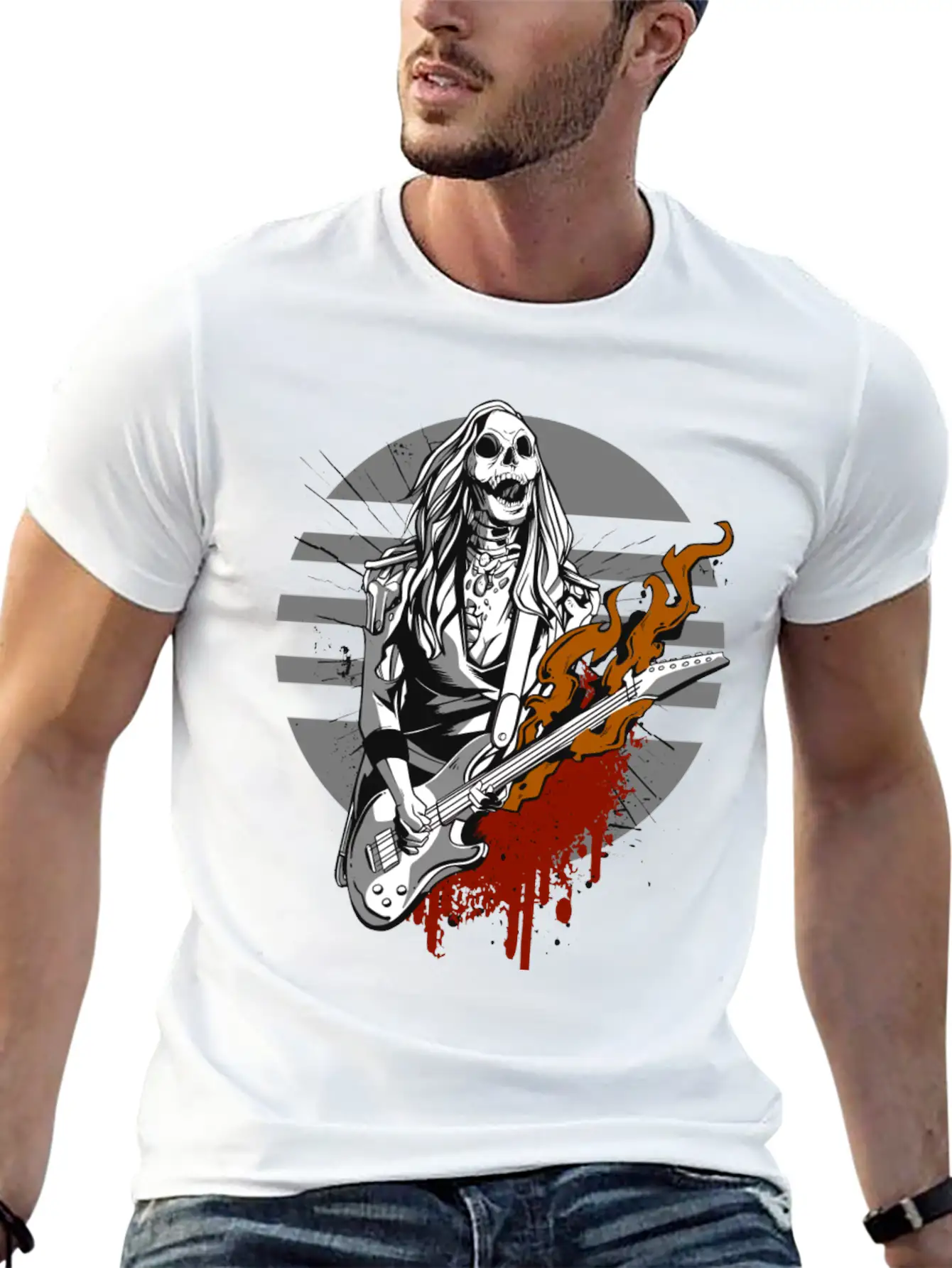 Hard Rock Rocker Concert Festival Outfit Costume Breathable Graphic T-Shirt – Perfect For Casual Days