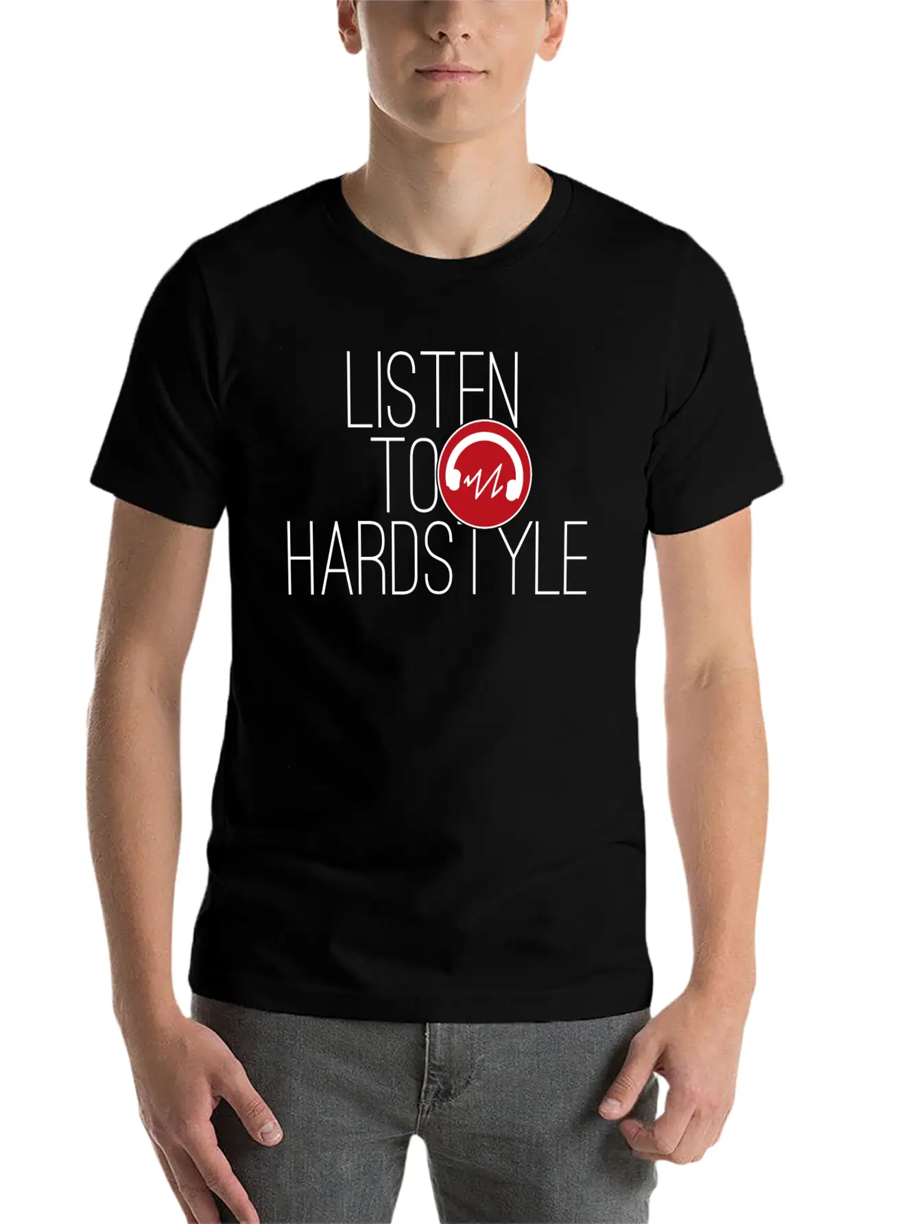 Hardstyle Techno Music "Listen To Hardstyle" Essential Cotton Tee For Daily Outfits – Unisex Style