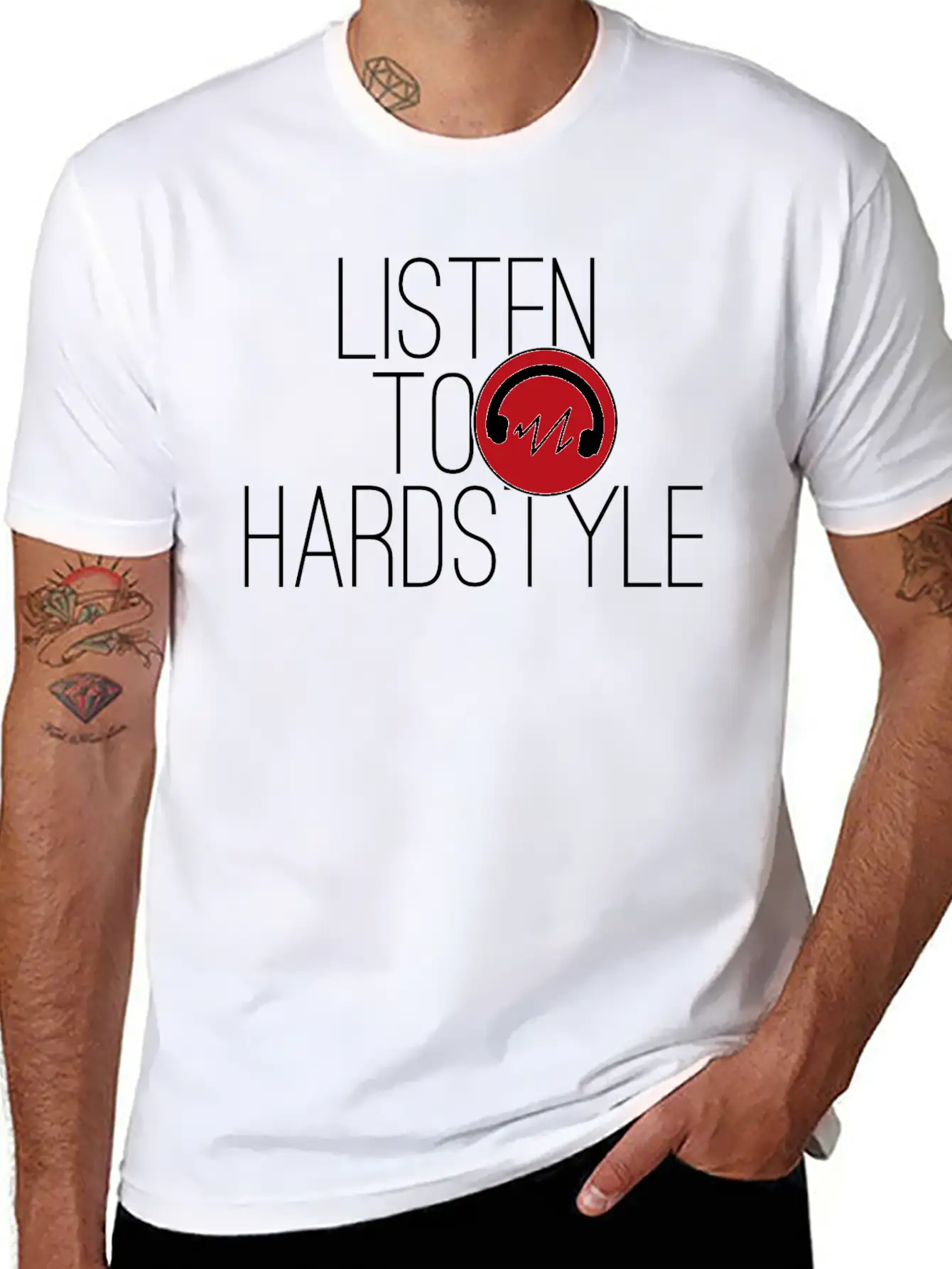 Hardstyle Techno Music "Listen To Hardstyle" Essential Cotton Tee For Daily Outfits – Unisex Style