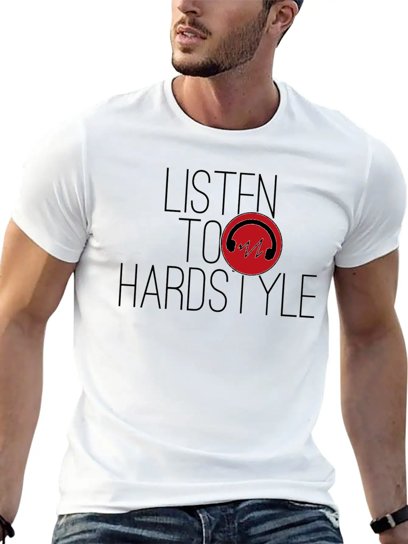 Hardstyle Techno Music "Listen To Hardstyle" Essential Cotton Tee For Daily Outfits – Unisex Style