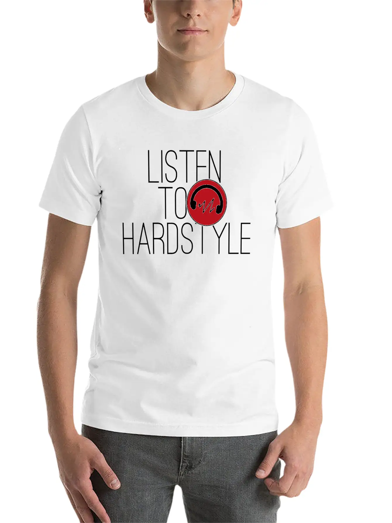 Hardstyle Techno Music "Listen To Hardstyle" Essential Cotton Tee For Daily Outfits – Unisex Style