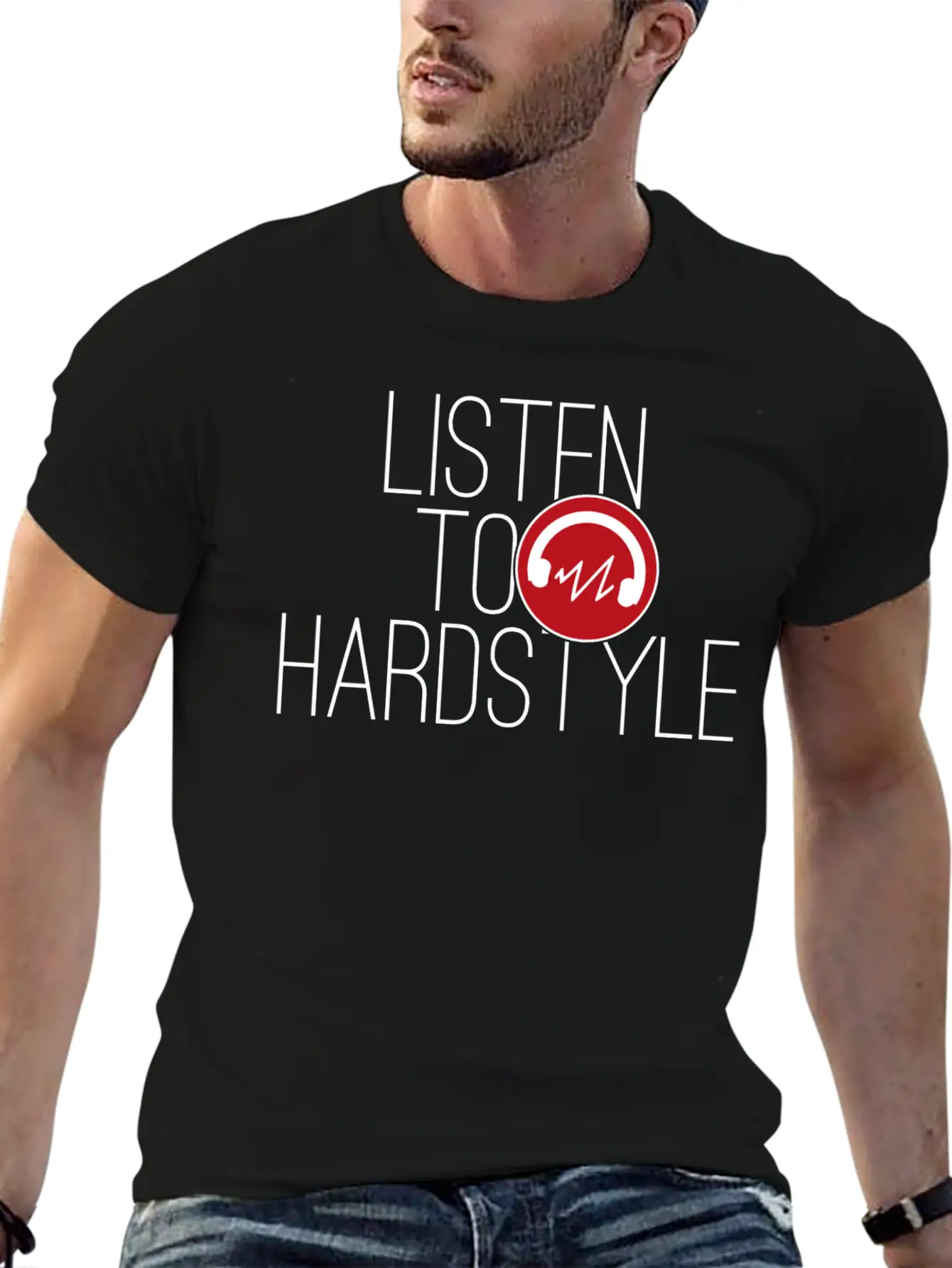 Hardstyle Techno Music "Listen To Hardstyle" Essential Cotton Tee For Daily Outfits – Unisex Style