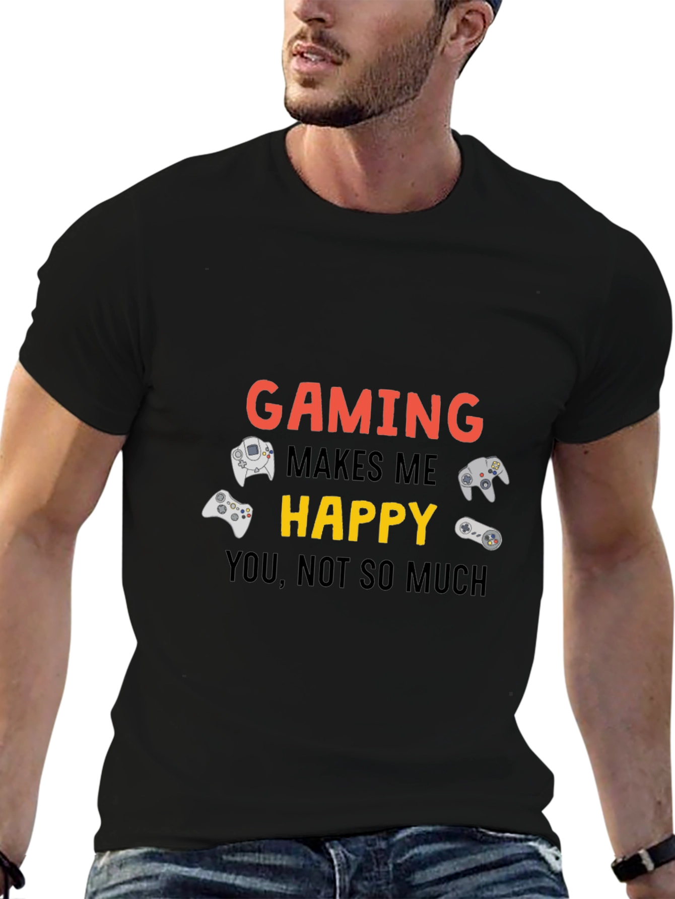 Gaming Makes Me Happy Black T-Shirt
