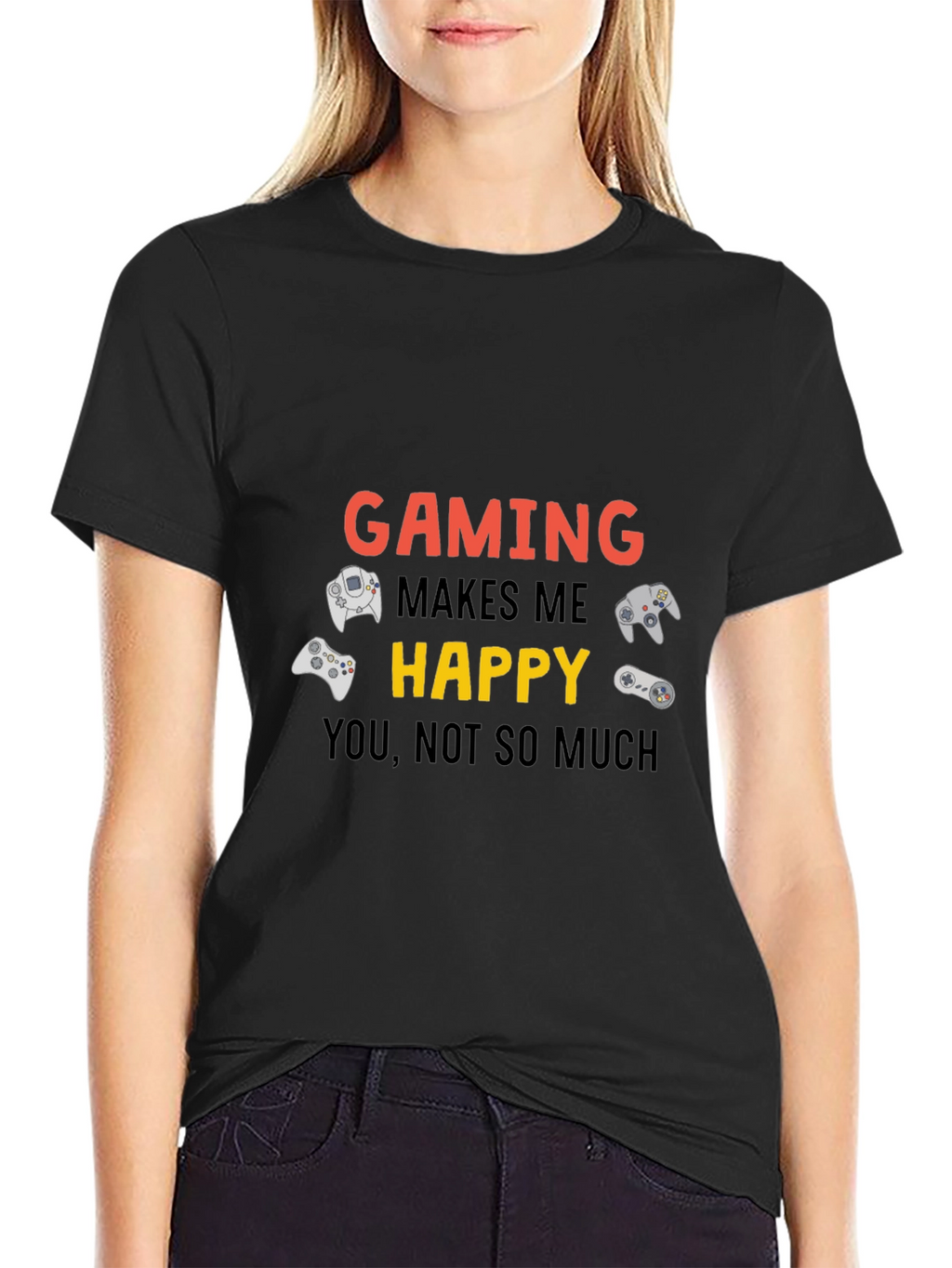 Gaming Makes Me Happy Black T-Shirt