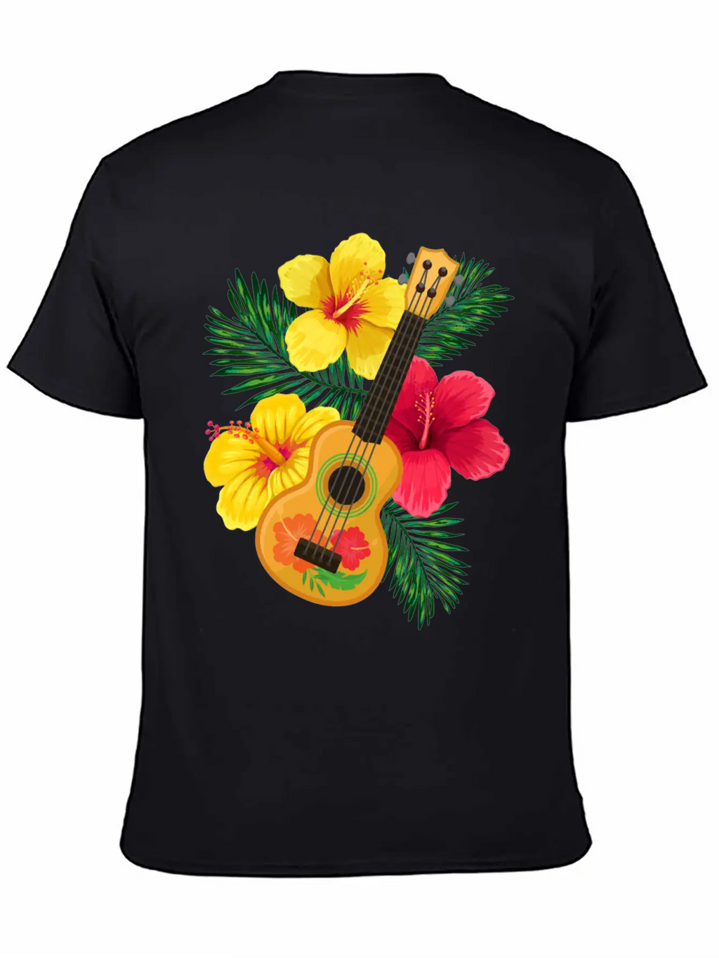 Hawaii Ukulele And Hibiscus Flowers Summer Classic Cotton Tee – Unisex Comfort For Any Season