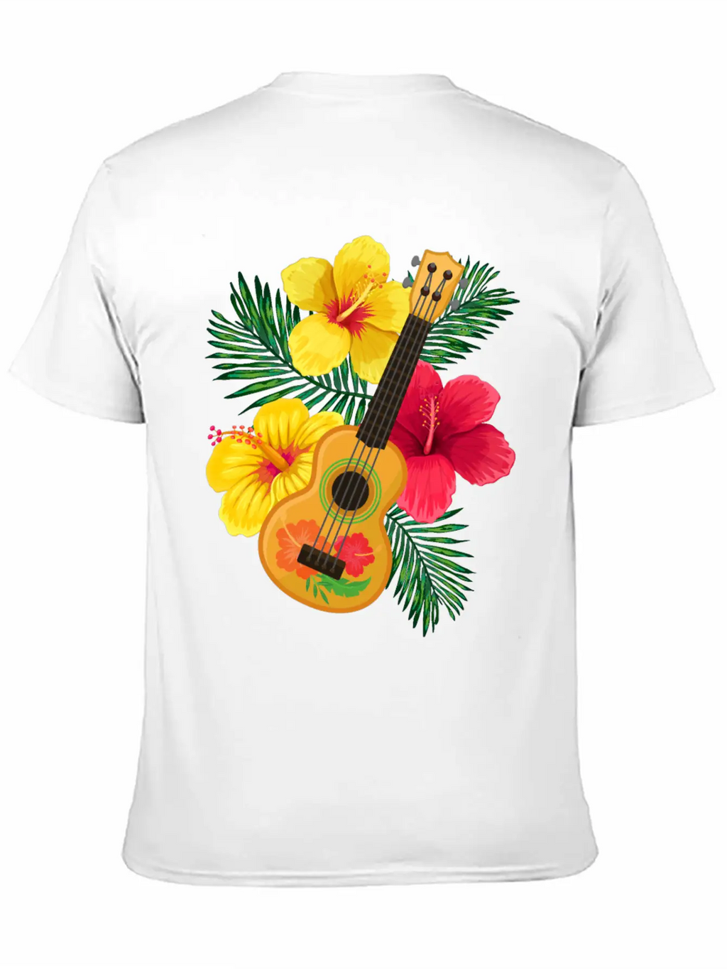 Hawaii Ukulele And Hibiscus Flowers Summer Classic Cotton Tee – Unisex Comfort For Any Season
