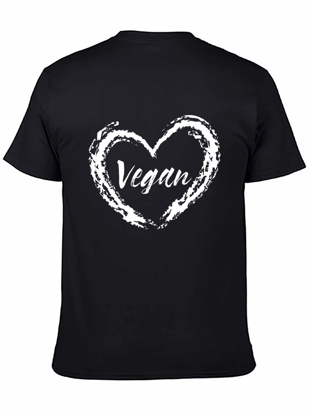 Vegan Heart Graphic Tee - Black Crew Neck T-Shirt