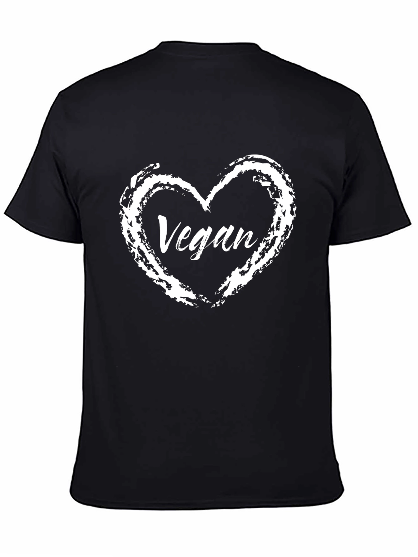 Vegan Heart Graphic Tee - Black Crew Neck T-Shirt