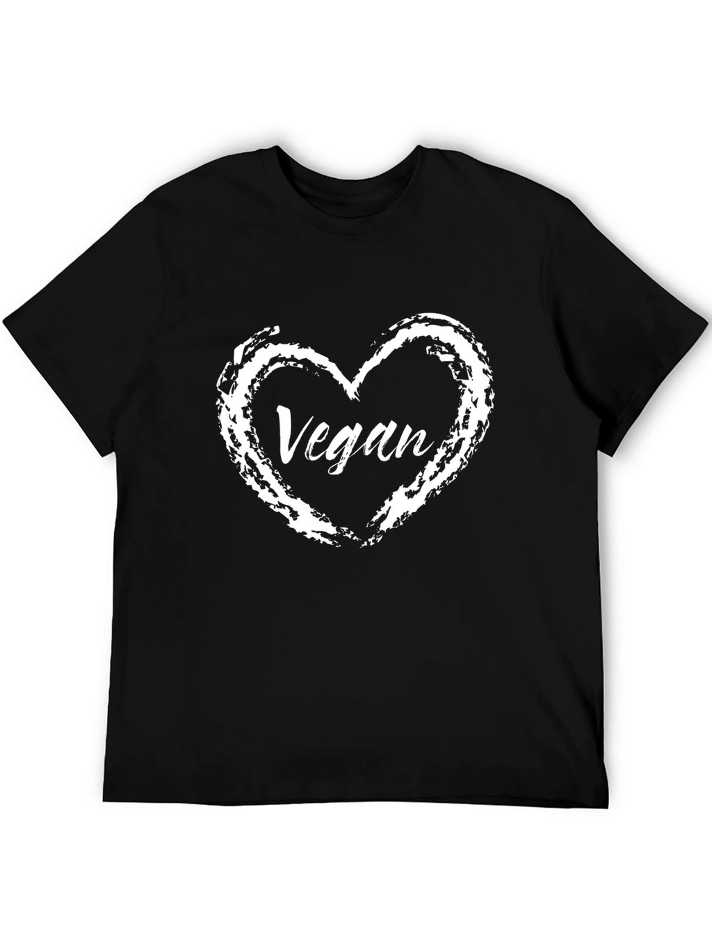 Vegan Heart Graphic Tee - Black Crew Neck T-Shirt