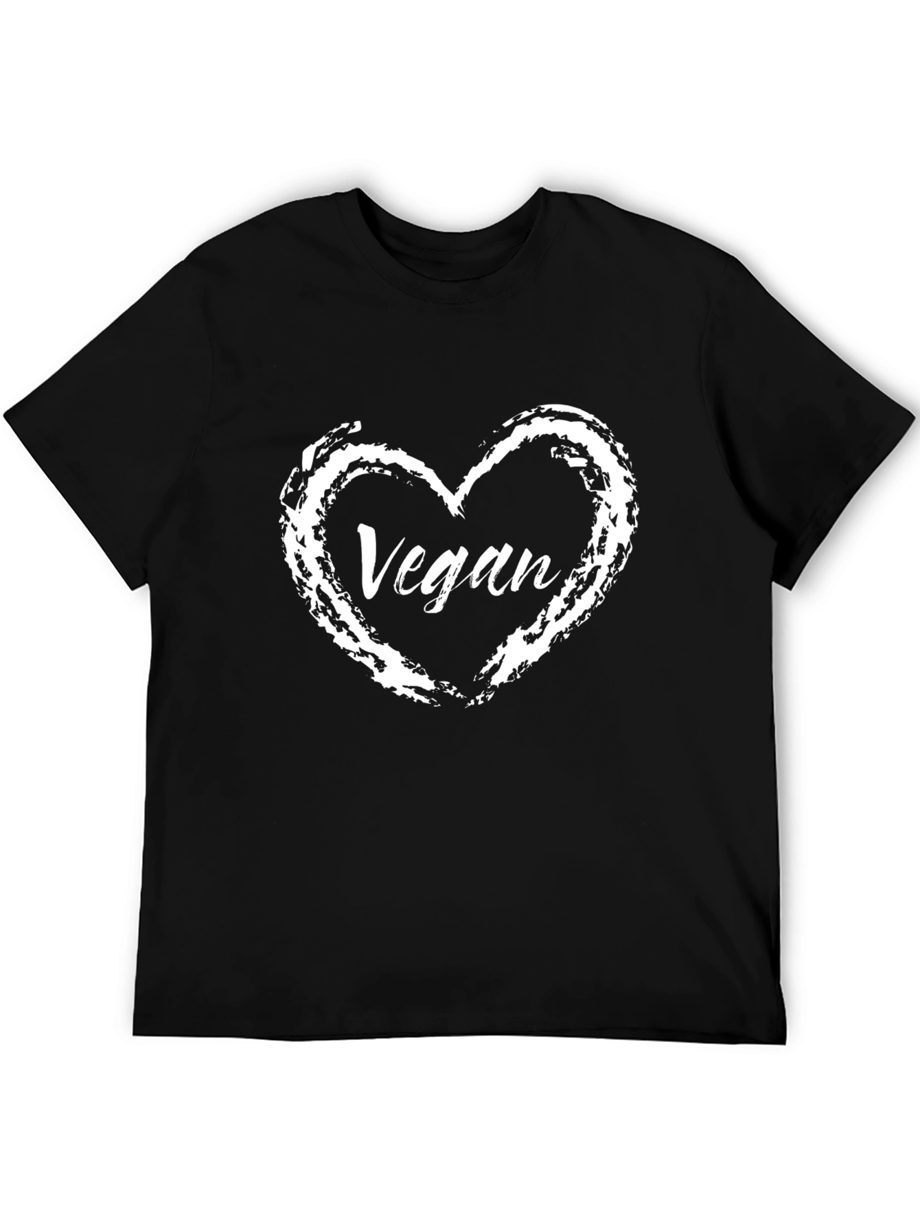Vegan Heart Graphic Tee - Black Crew Neck T-Shirt