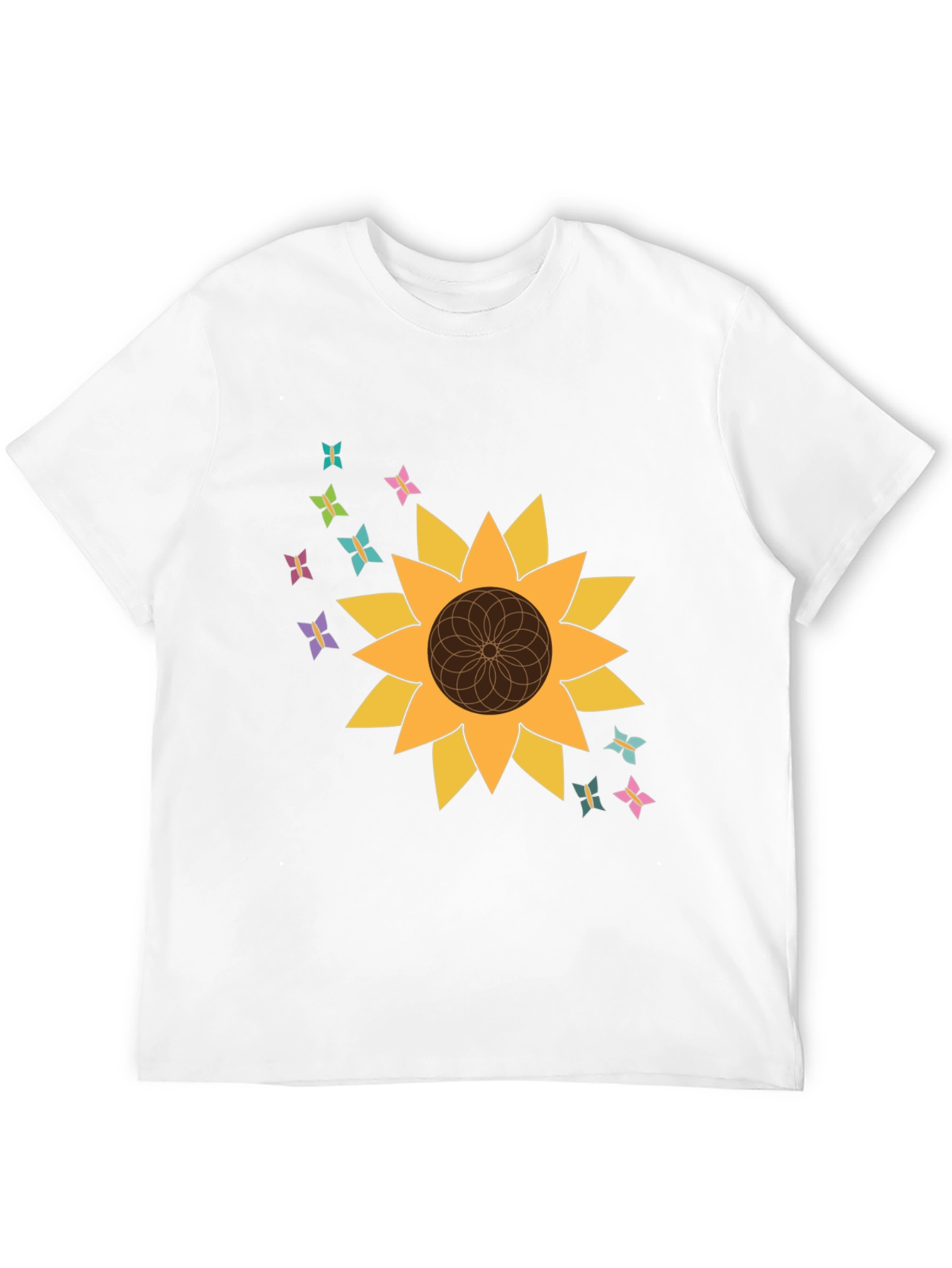 Sunflower Butterfly Graphic Tee - Stylish Black T-Shirt