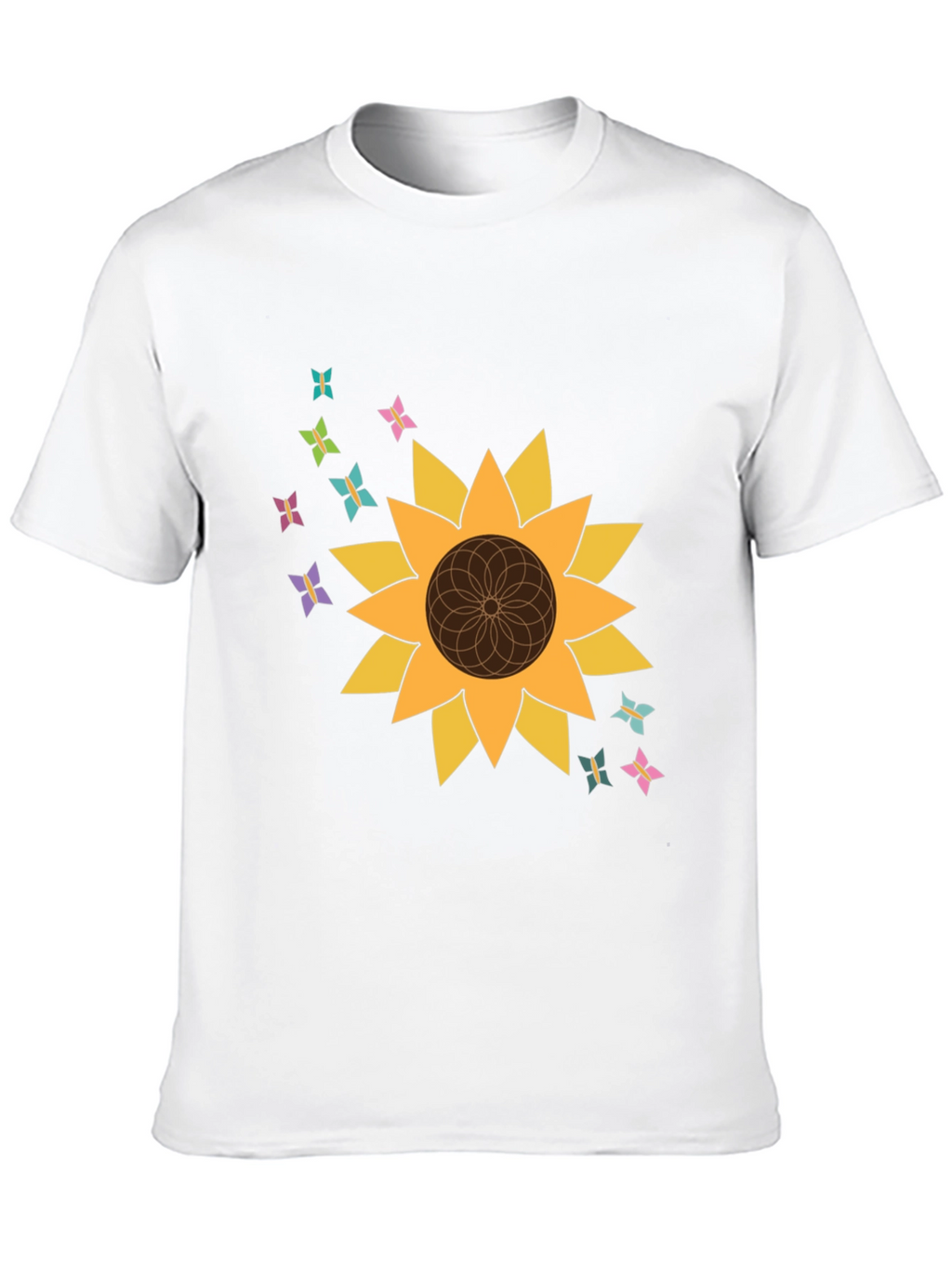 Sunflower Butterfly Graphic Tee - Stylish Black T-Shirt