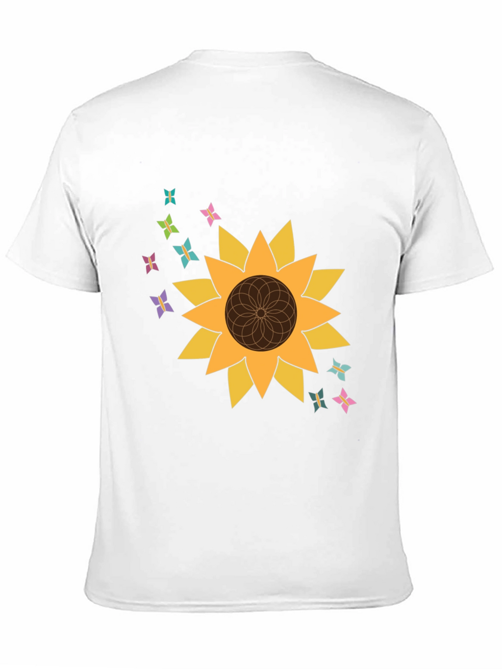 Sunflower Butterfly Graphic Tee - Stylish Black T-Shirt