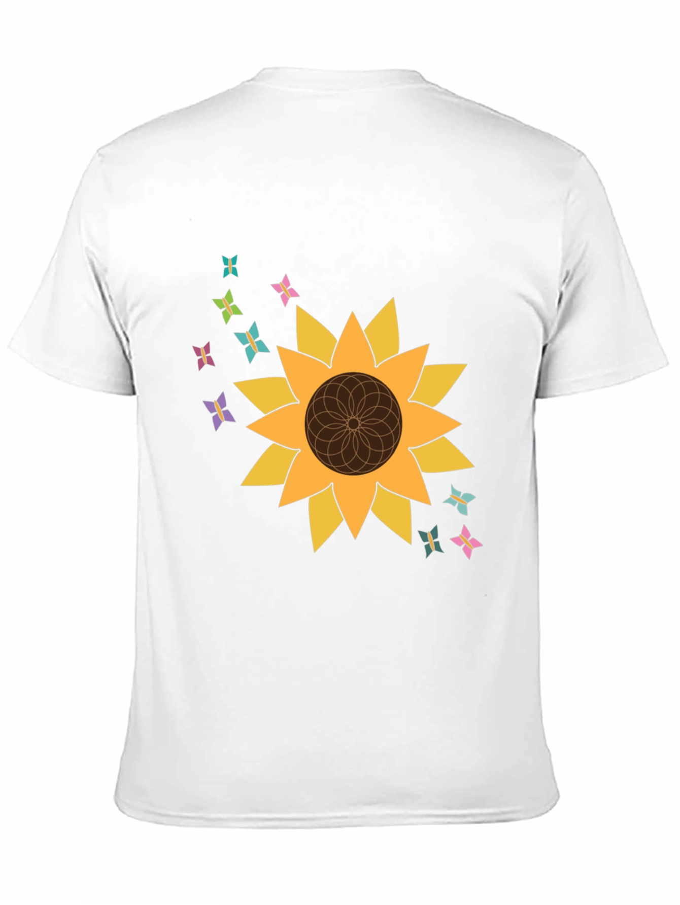 Sunflower Butterfly Graphic Tee - Stylish Black T-Shirt