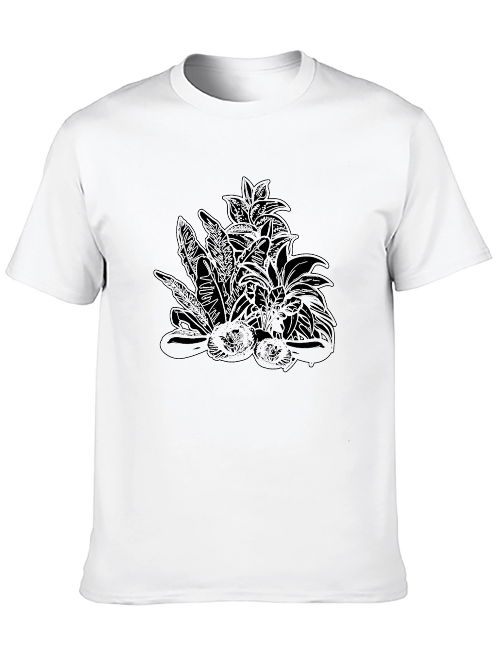Botanical Print Black T-Shirt