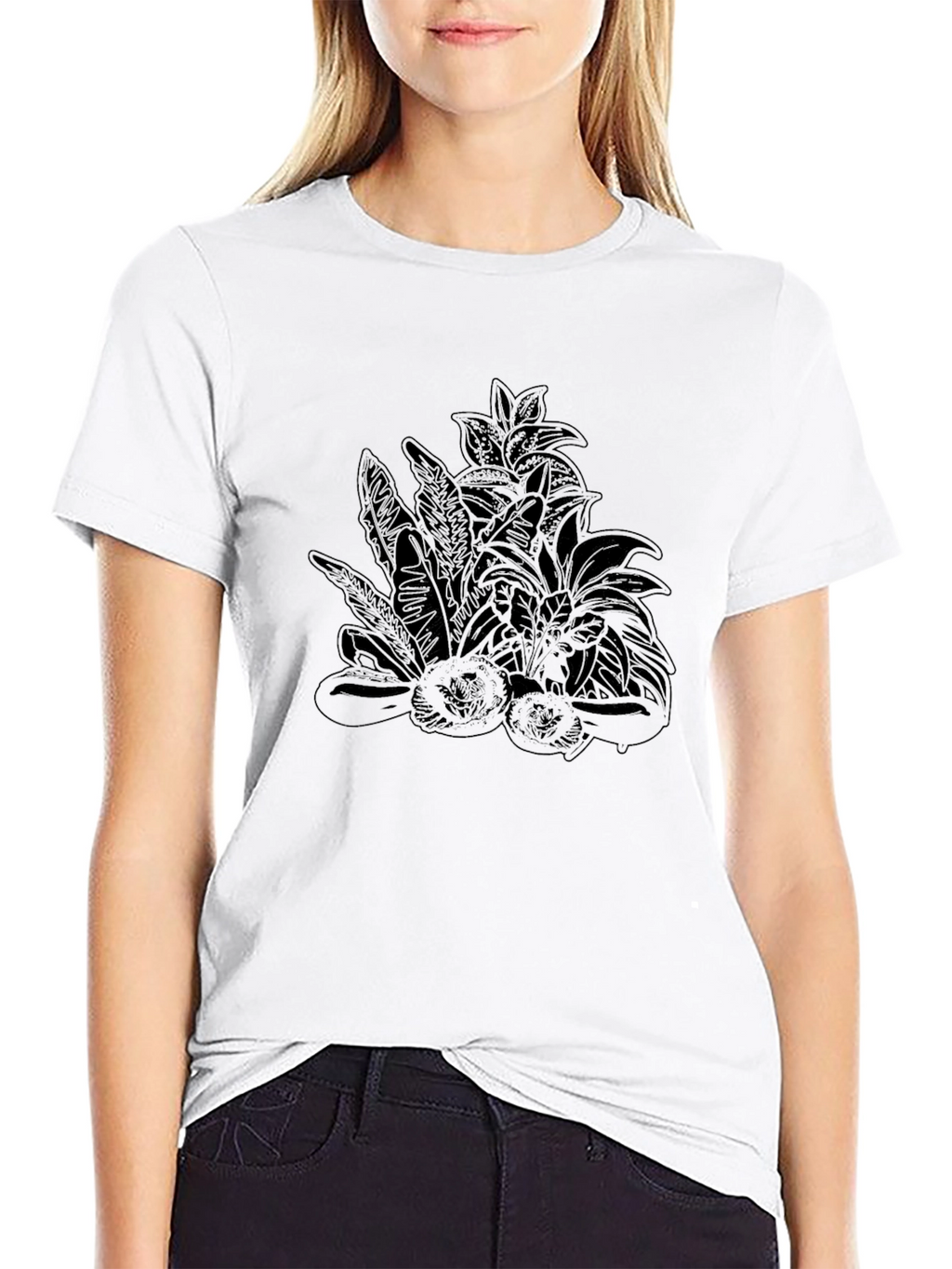 Botanical Print Black T-Shirt