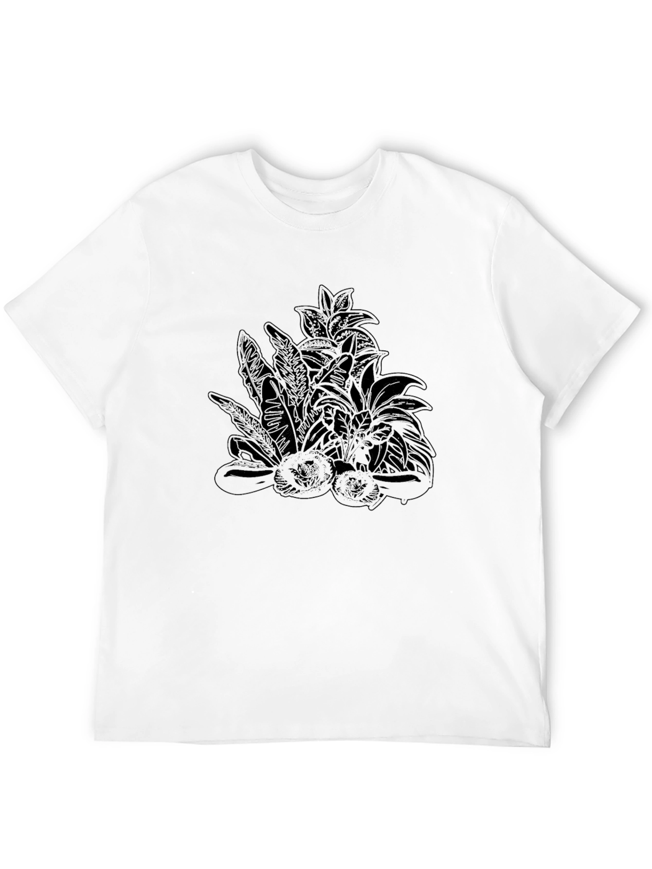 Botanical Print Black T-Shirt