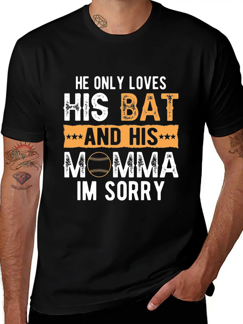 He Only Loves His Bat And His Momma Essential Cotton Tee For Daily Outfits – Unisex Style
