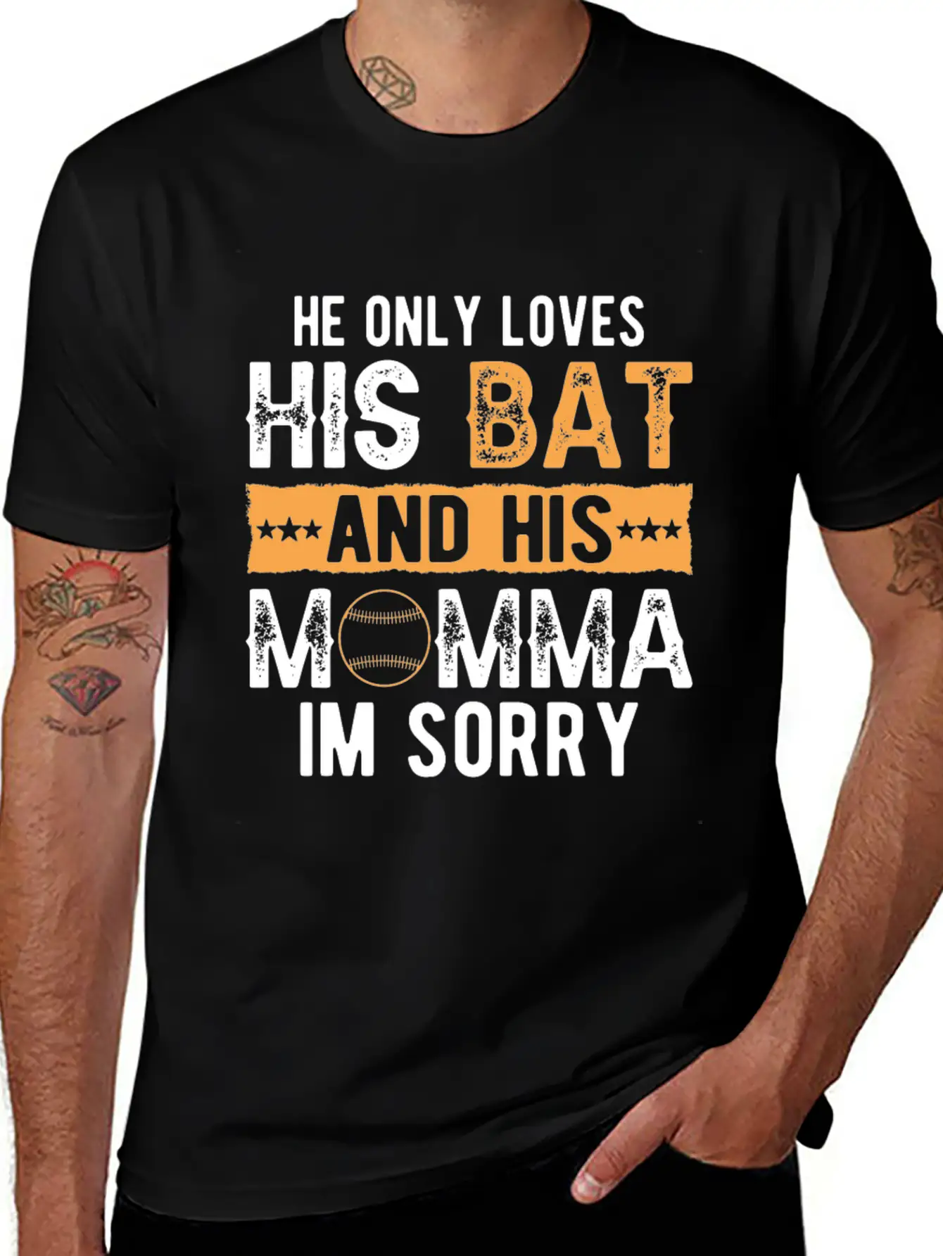 He Only Loves His Bat And His Momma Essential Cotton Tee For Daily Outfits – Unisex Style