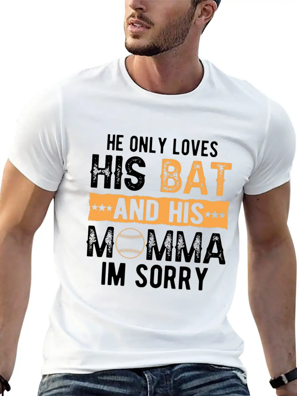 He Only Loves His Bat And His Momma Essential Cotton Tee For Daily Outfits – Unisex Style