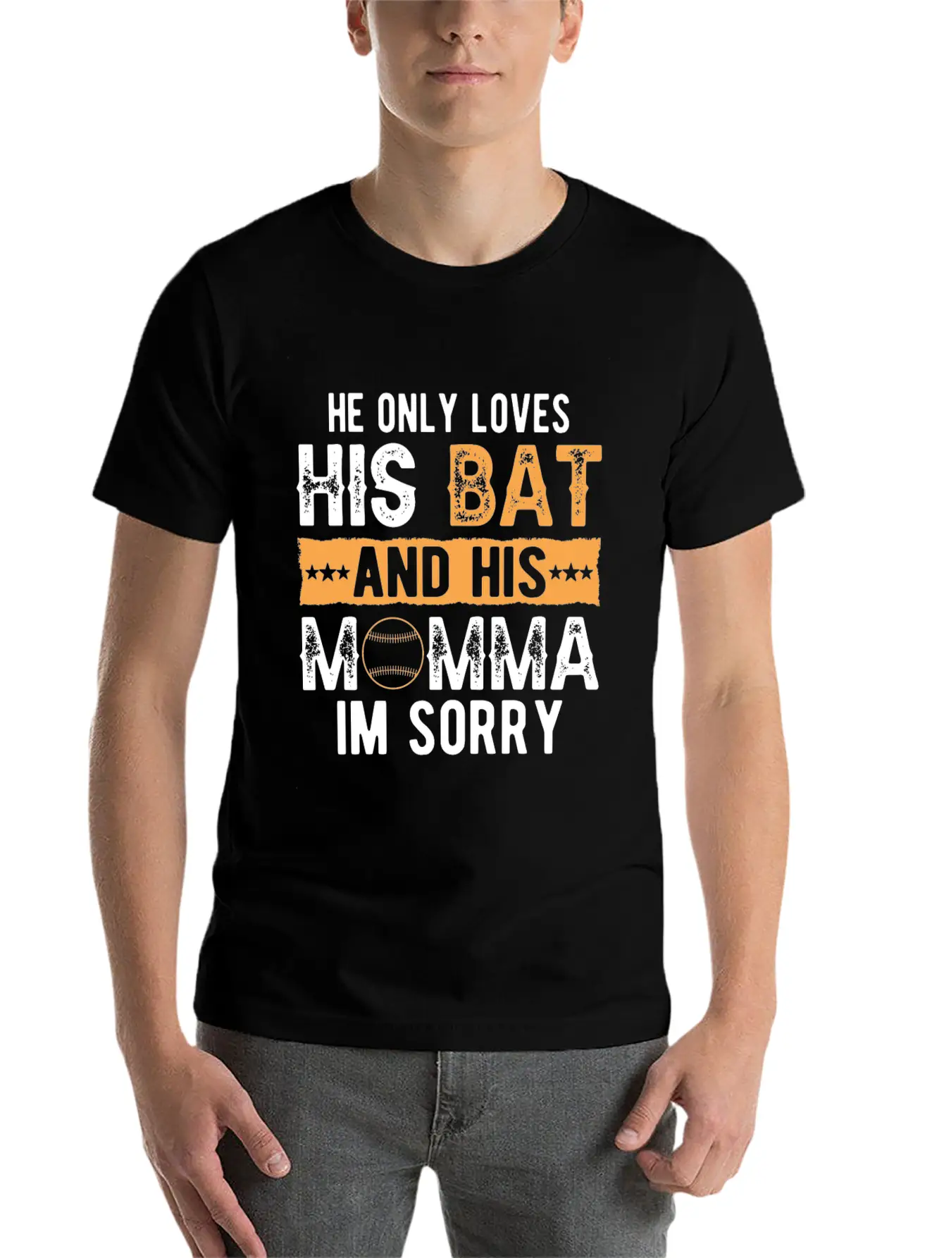 He Only Loves His Bat And His Momma Essential Cotton Tee For Daily Outfits – Unisex Style