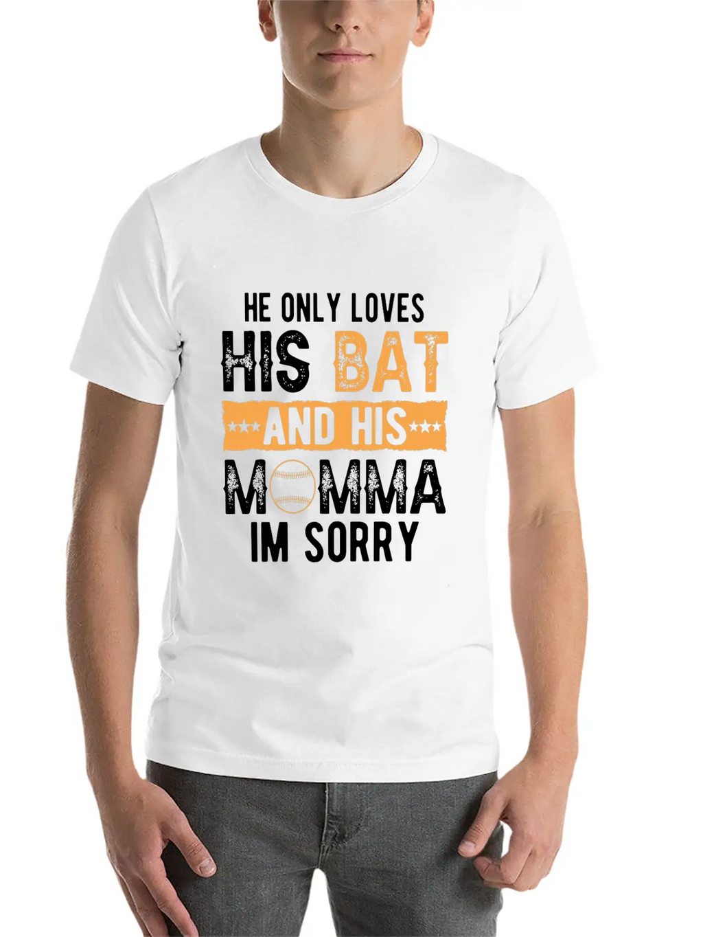 He Only Loves His Bat And His Momma Essential Cotton Tee For Daily Outfits – Unisex Style