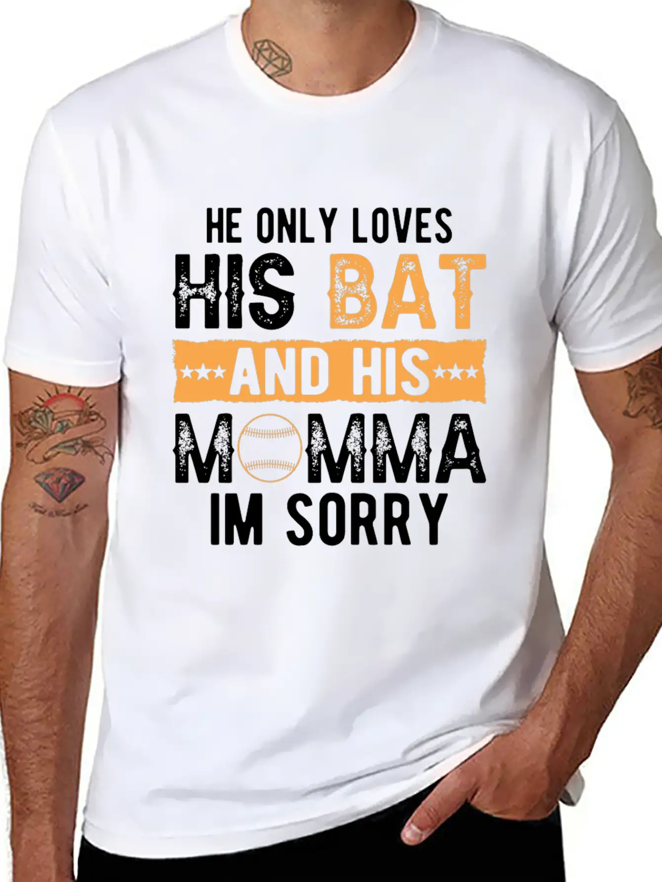 He Only Loves His Bat And His Momma Essential Cotton Tee For Daily Outfits – Unisex Style