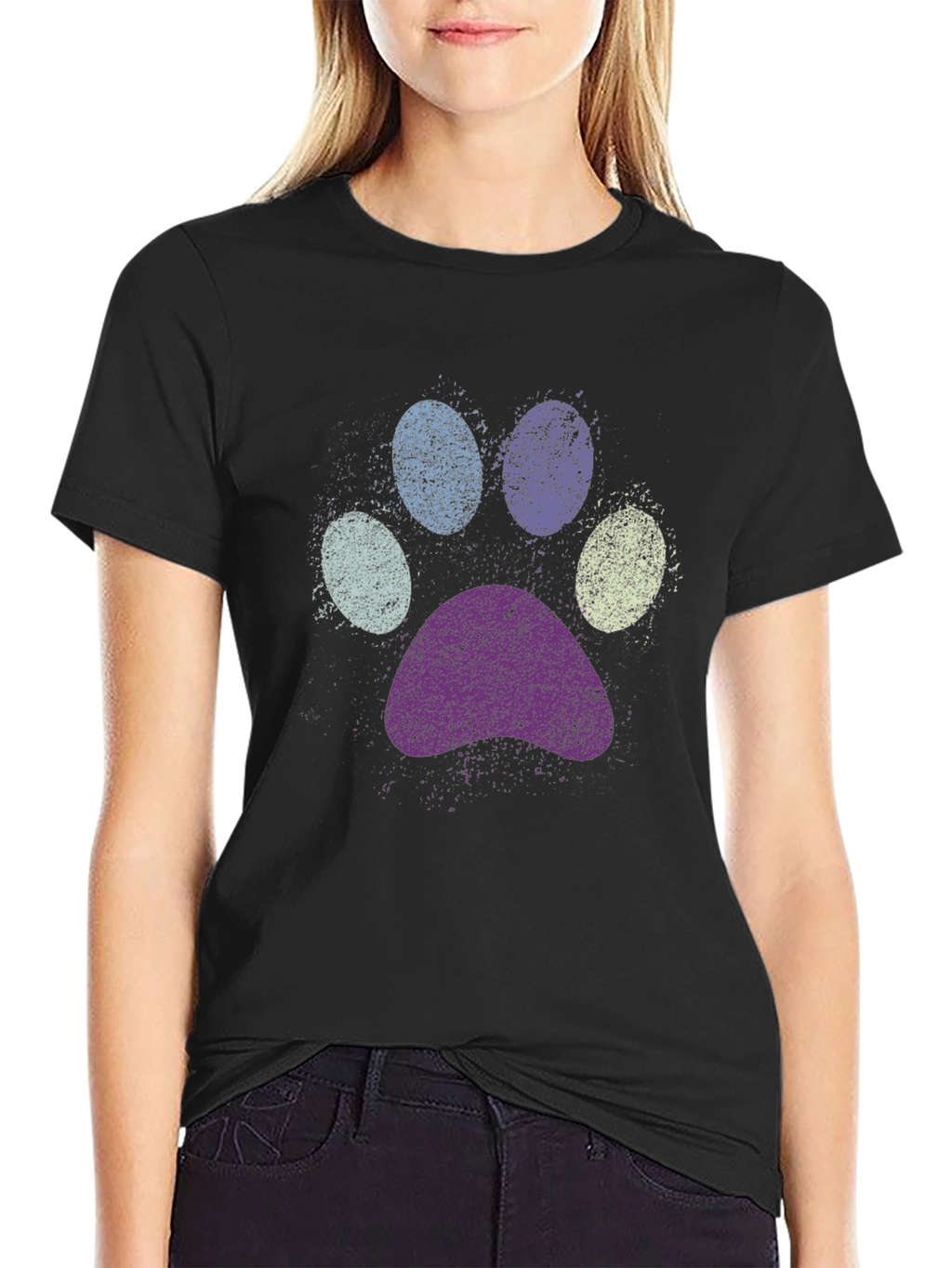 Paw Print Graphic Black T-Shirt