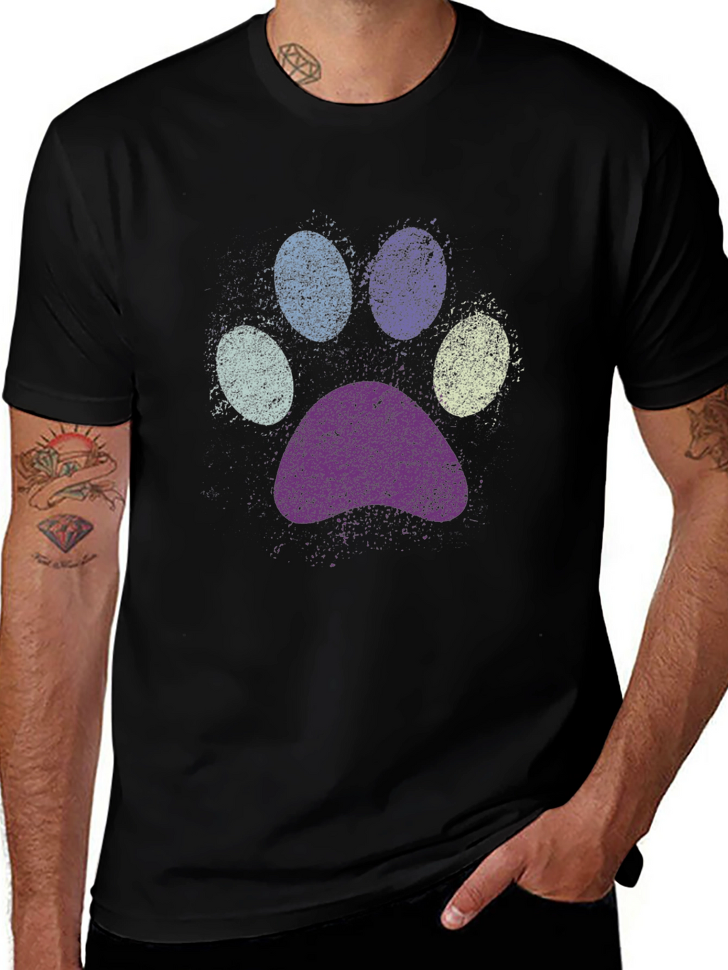 Paw Print Graphic Black T-Shirt