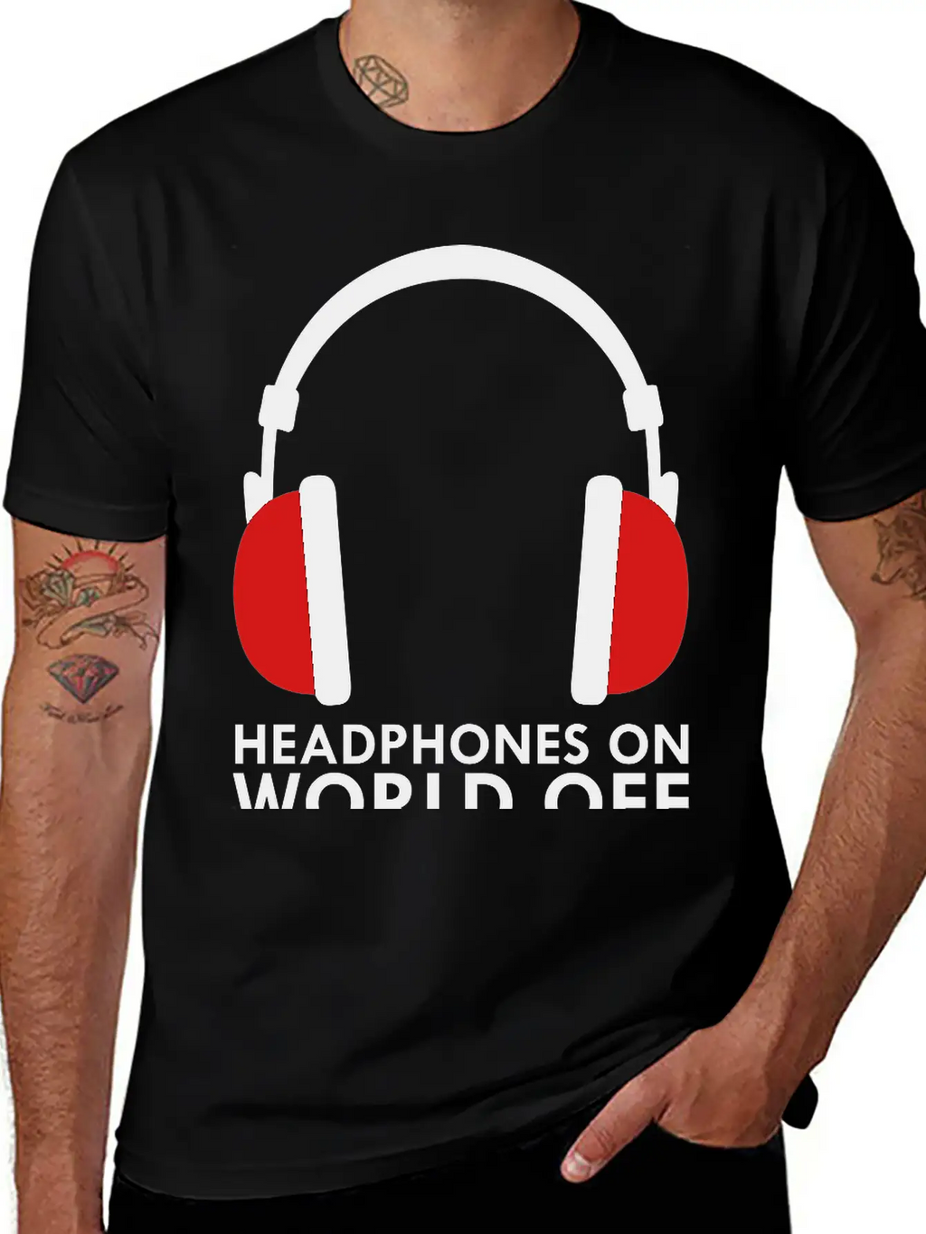 Headphones On World Off Music Unisex Casual T-Shirt – Clean Design For Daily Comfort