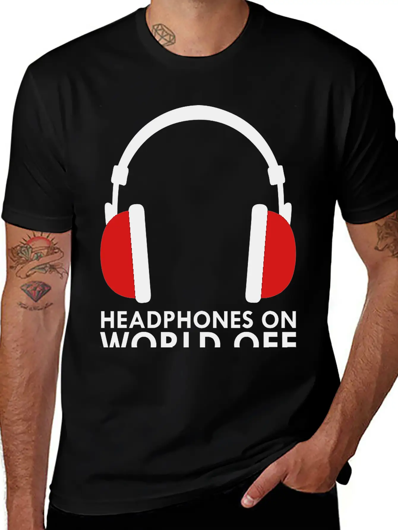 Headphones On World Off Music Unisex Casual T-Shirt – Clean Design For Daily Comfort