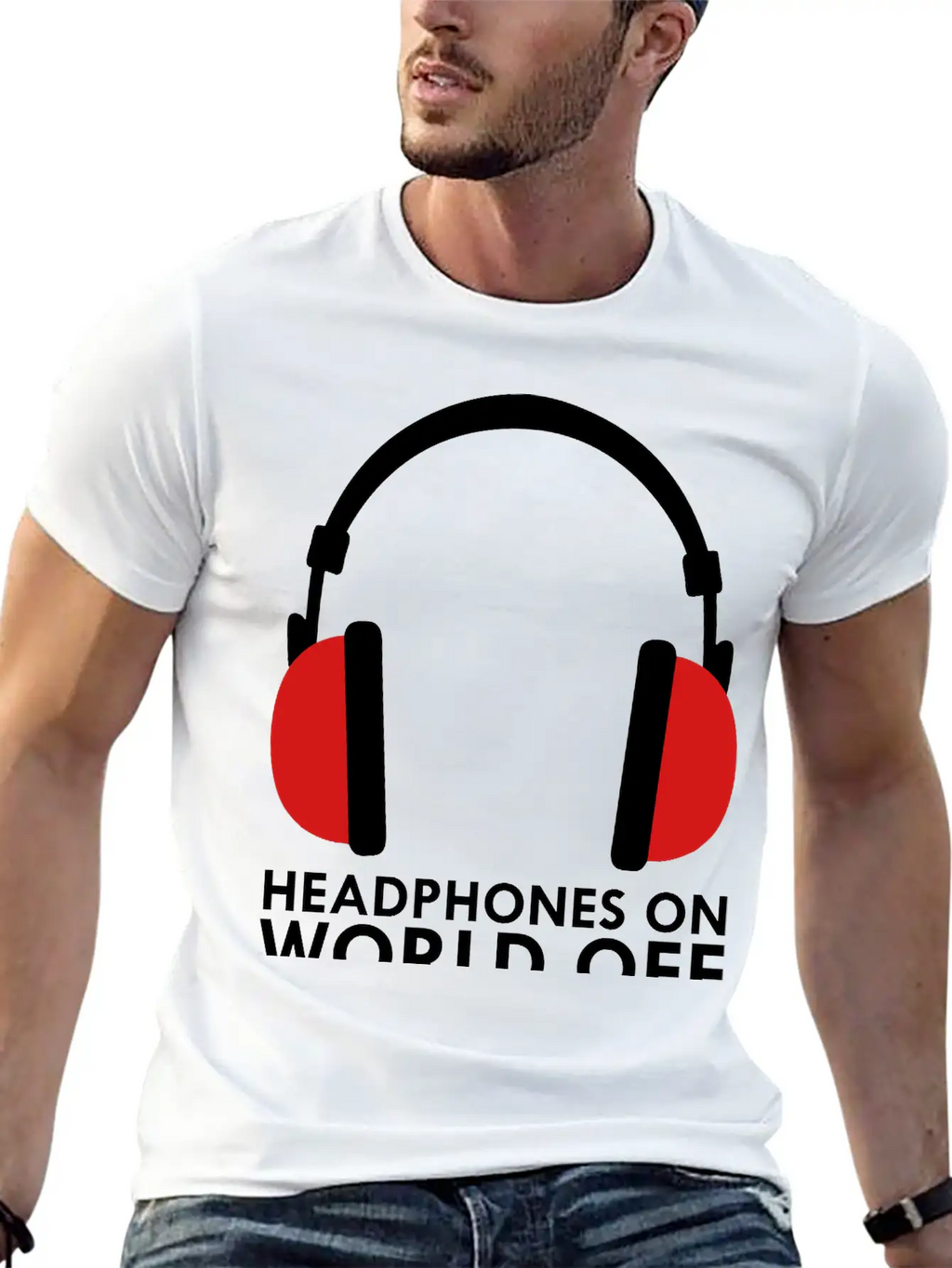 Headphones On World Off Music Unisex Casual T-Shirt – Clean Design For Daily Comfort