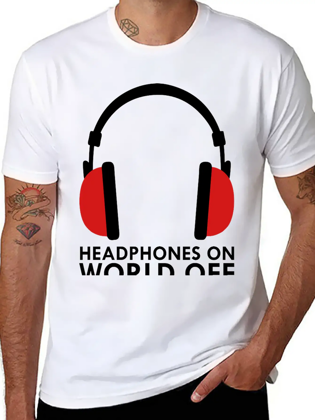 Headphones On World Off Music Unisex Casual T-Shirt – Clean Design For Daily Comfort