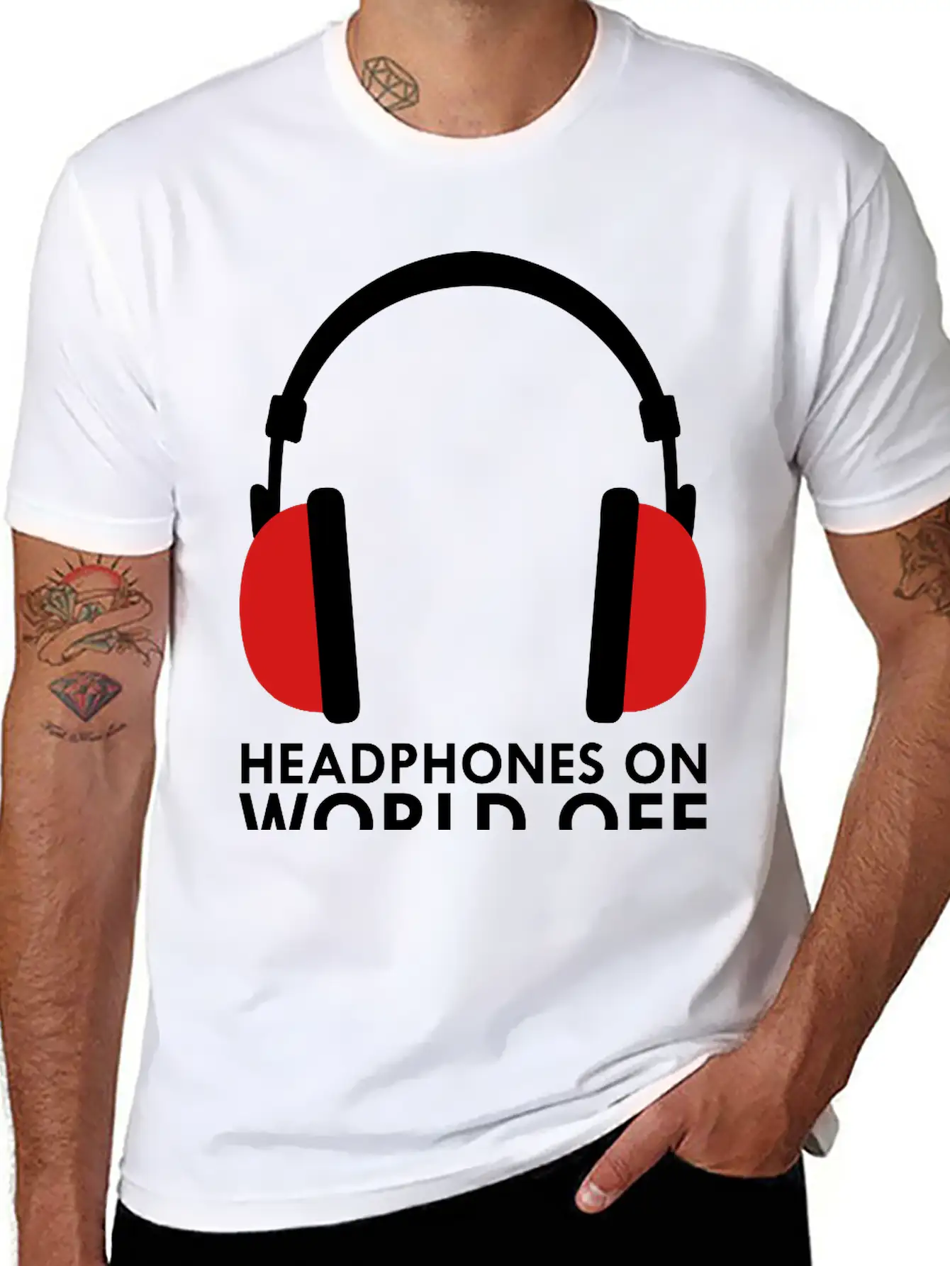Headphones On World Off Music Unisex Casual T-Shirt – Clean Design For Daily Comfort